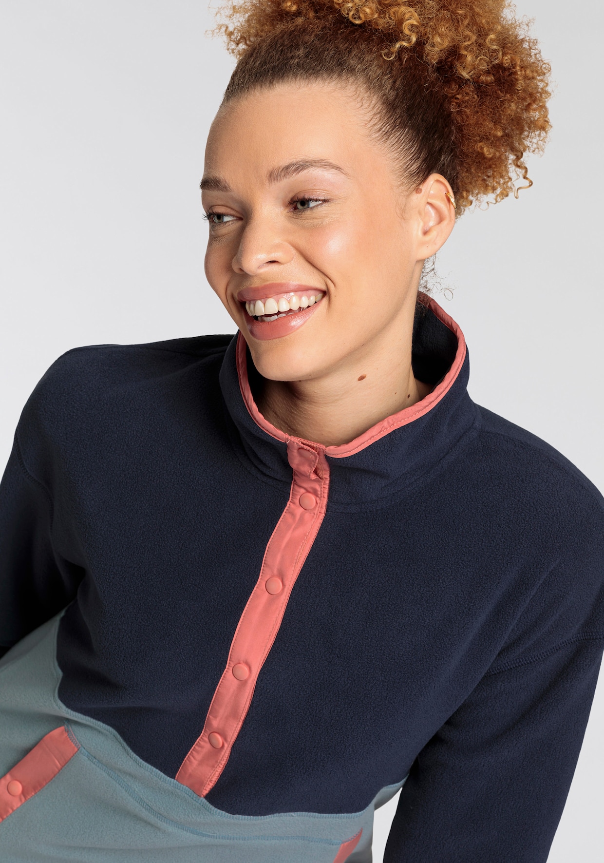 Fleecepullover - navy-hell blau