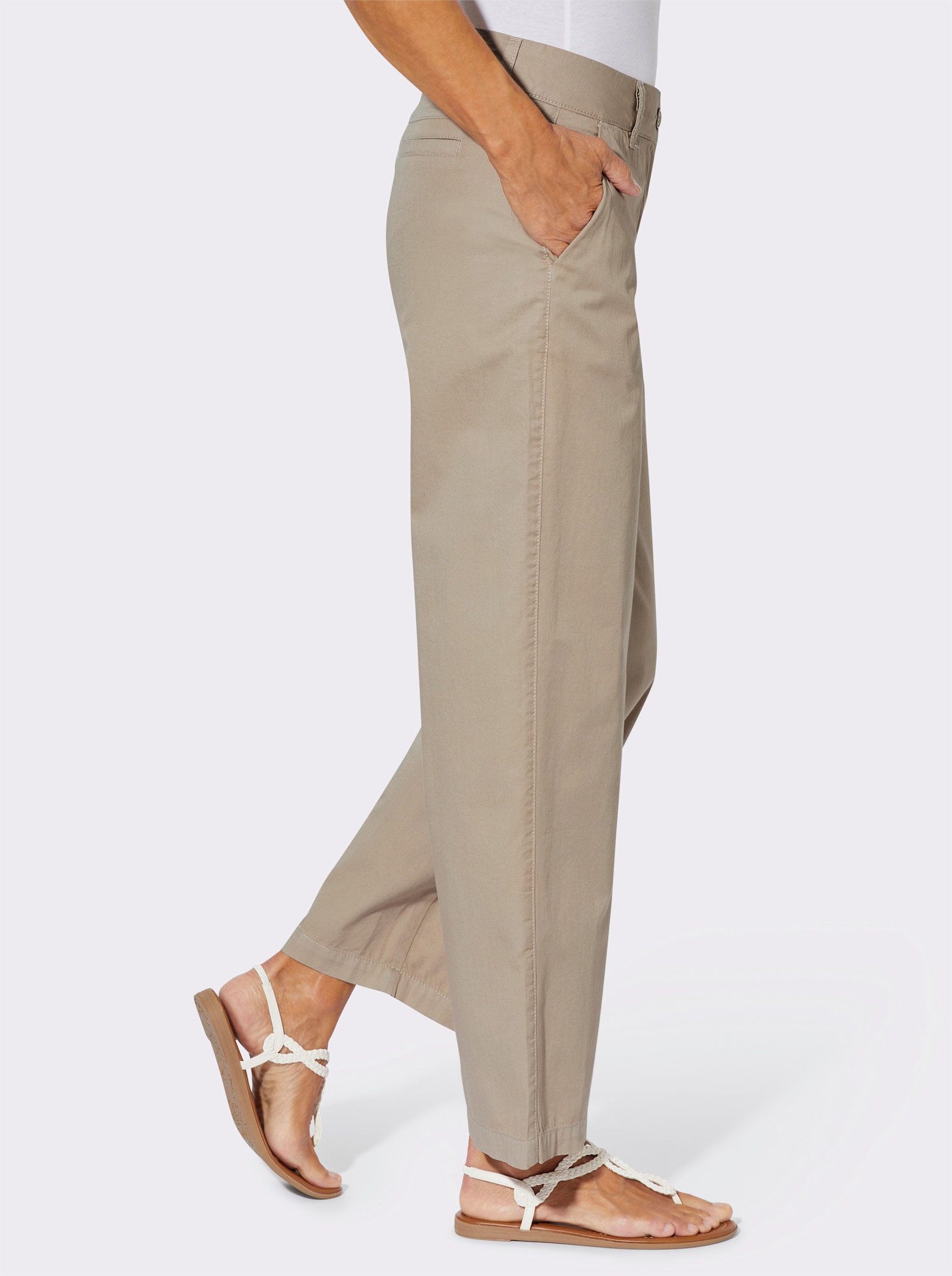 Culotte in Jeans-Qualität, Baumwolle - beige