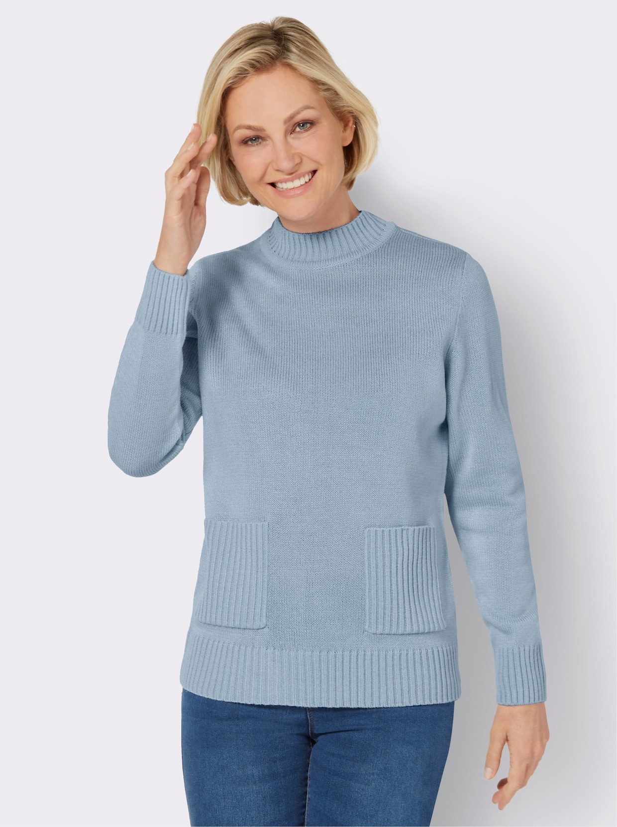 Pullover met opstaande kraag - lichtblauw