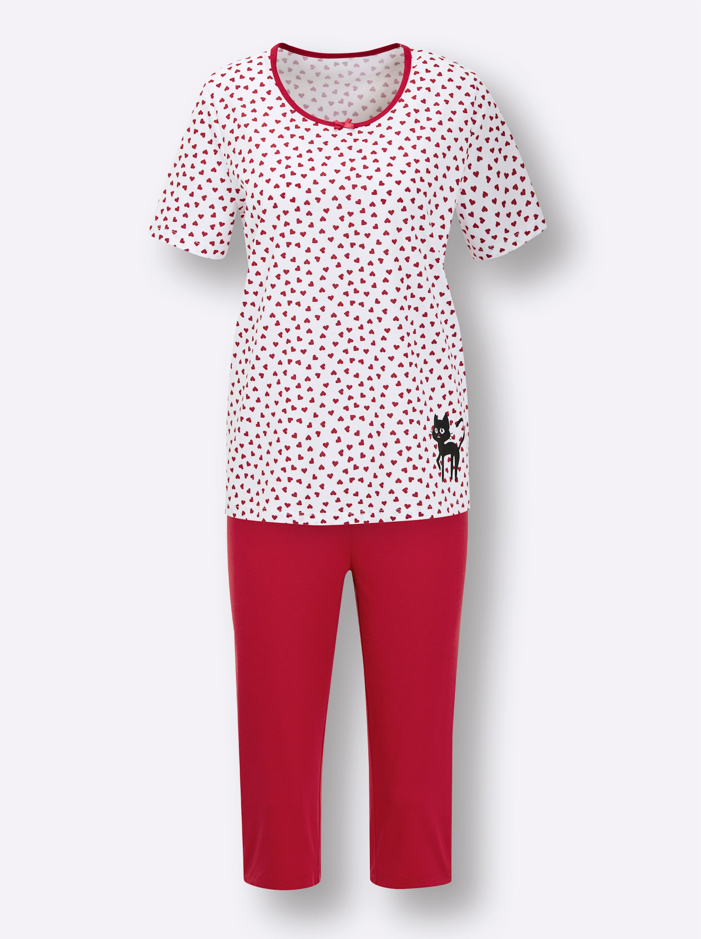 Capri-pyjama's wit/zwart bedrukt + wit/rood bedrukt, foto 3