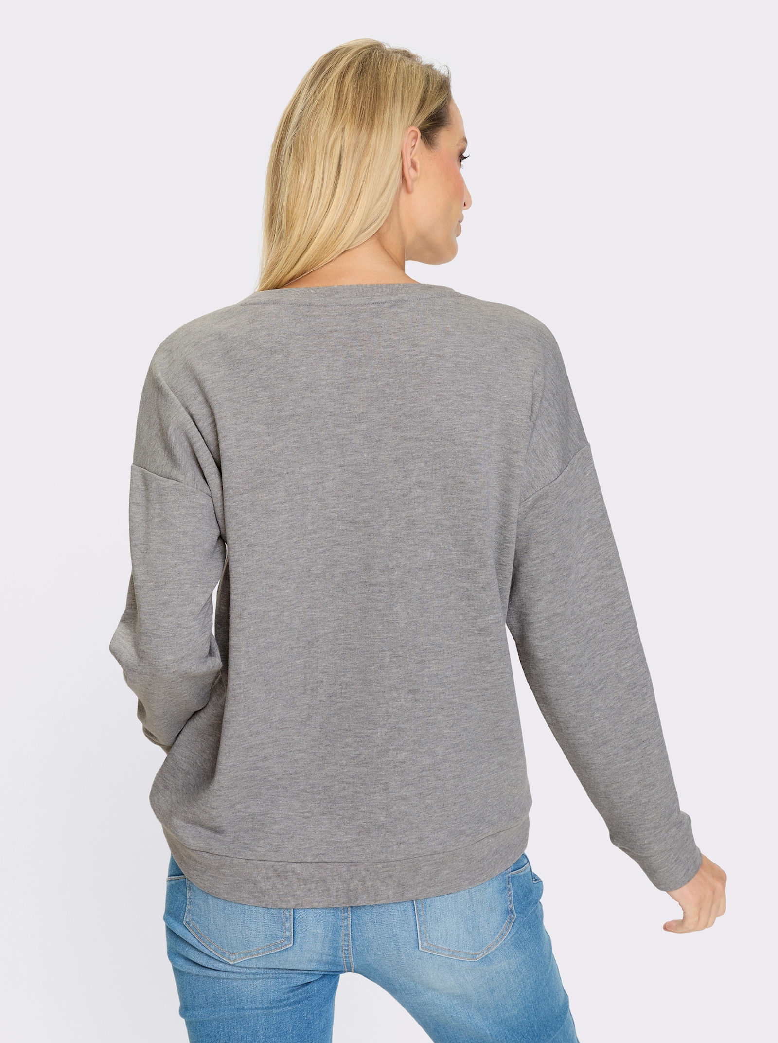 heine Sweatshirt mit Schriftzug - hellgrau-meliert