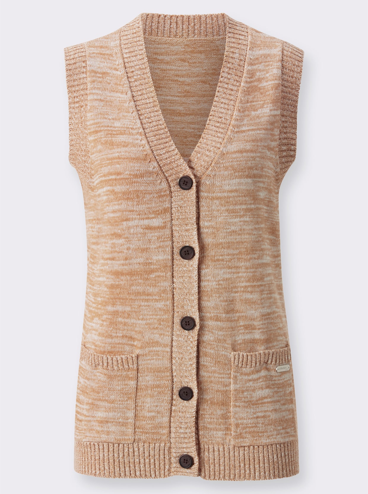 Pletená vesta - Ťavia-svetlobéžová melírovaná