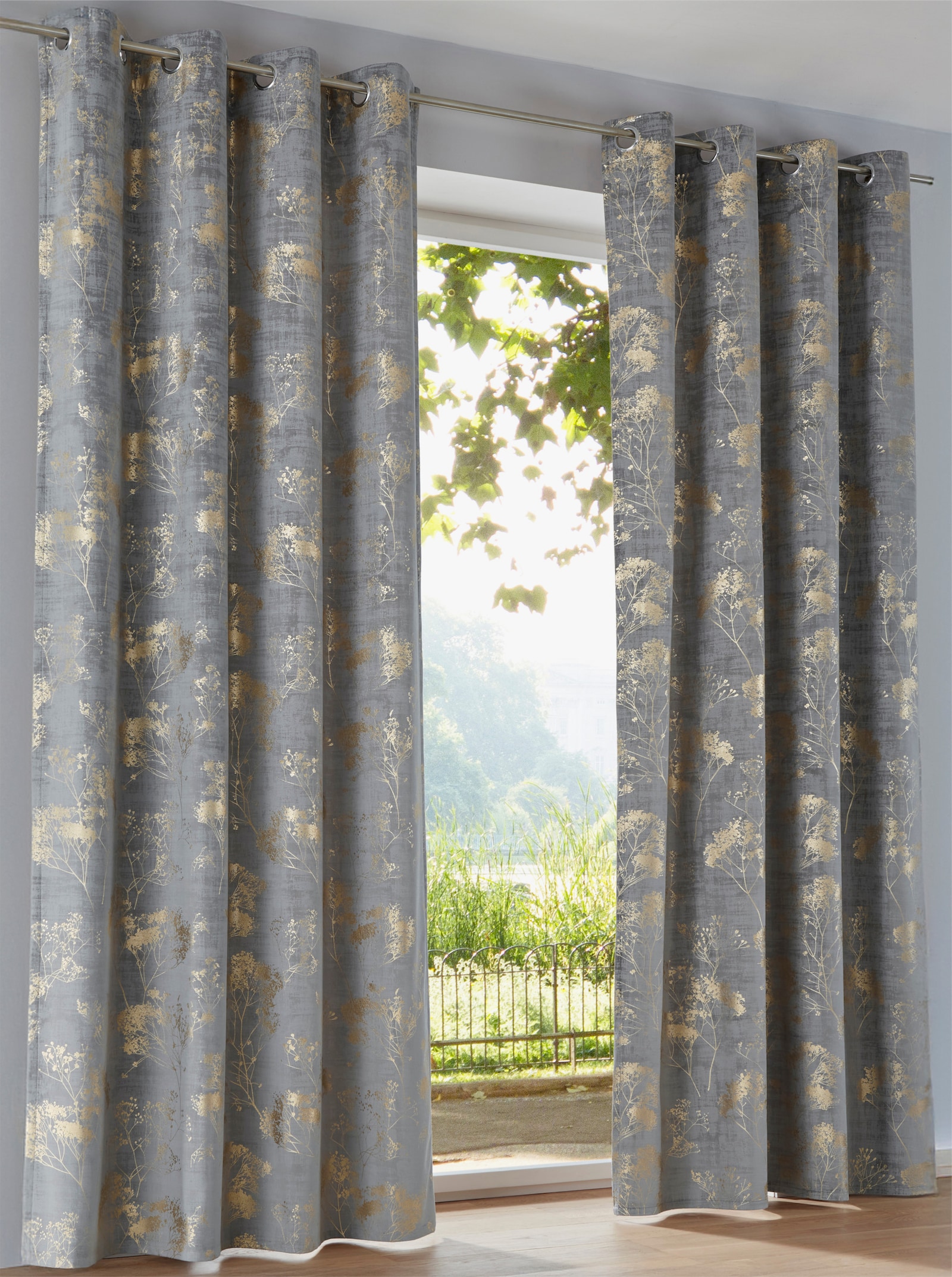 heine home Dekoschal - grau-goldfarben