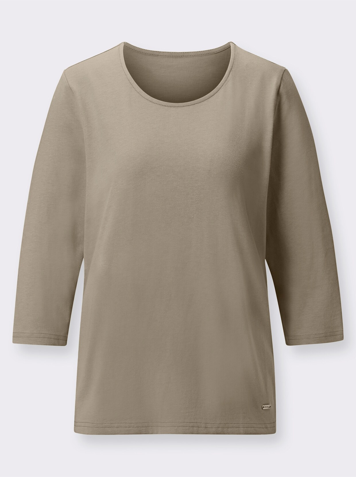 Shirt met ronde hals - leem