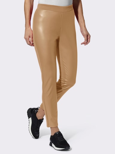 Broek van imitatieleer - camel