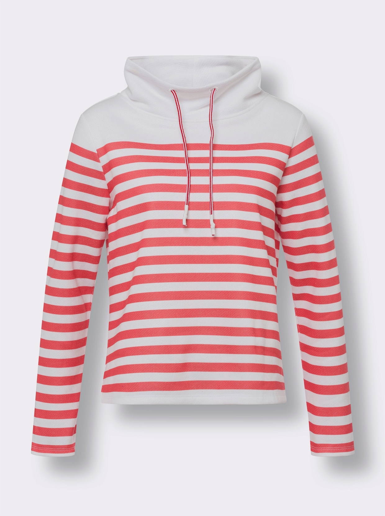 Sweatshirt - weiß-grapefruit-geringelt