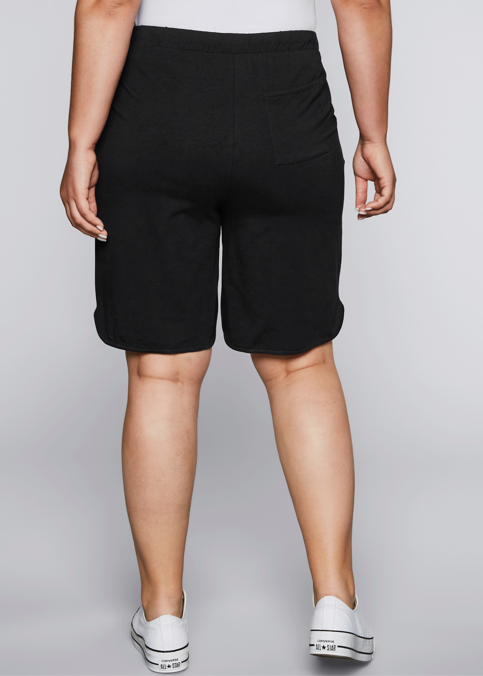 sheego Bermuda met elastische band, van jersey - zwart