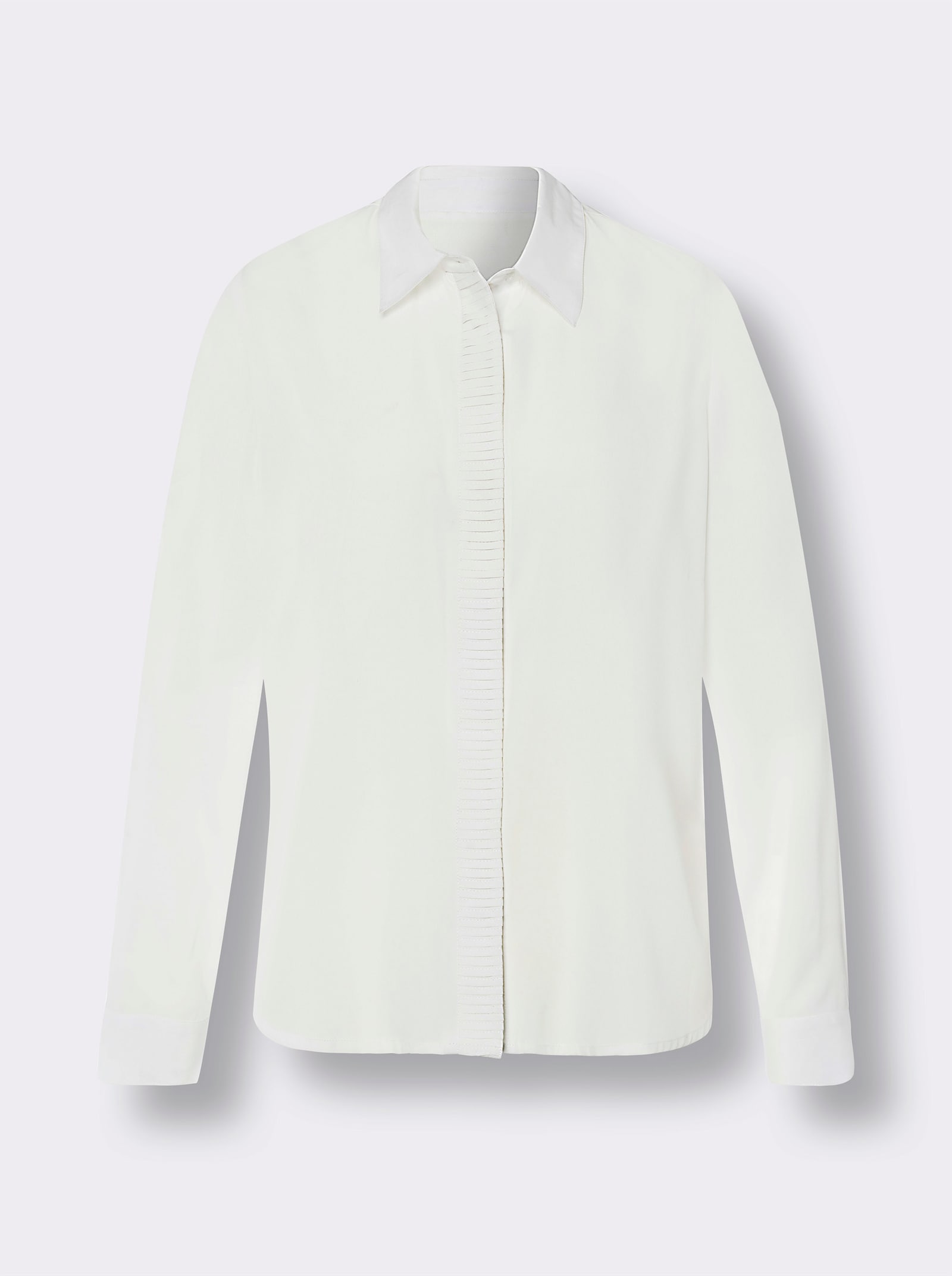 Langarm-Bluse mit verdeckter Knopfleiste - ecru