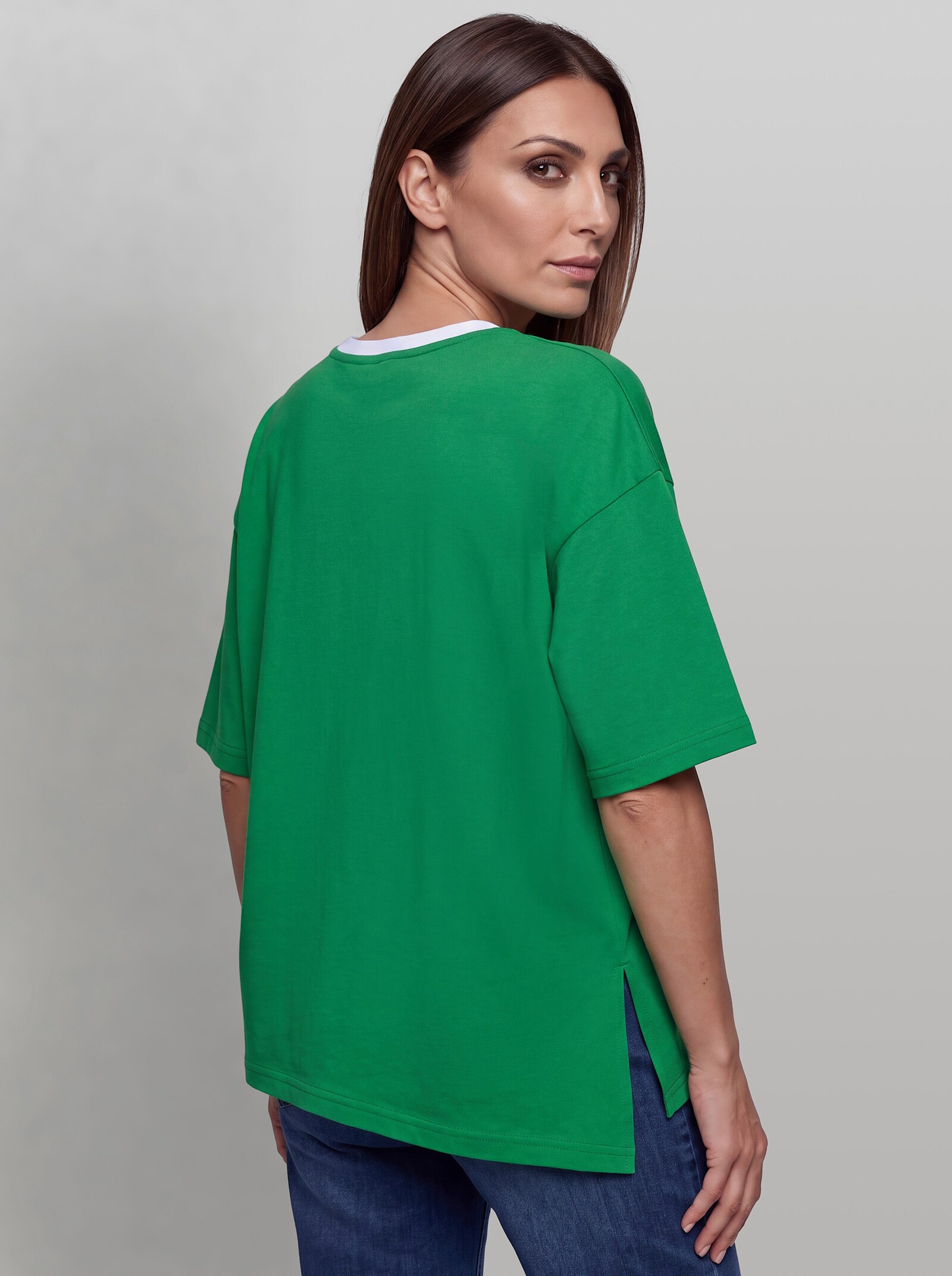 heine Kurzarmshirt mit asymmetrischem Saum - grasgrün