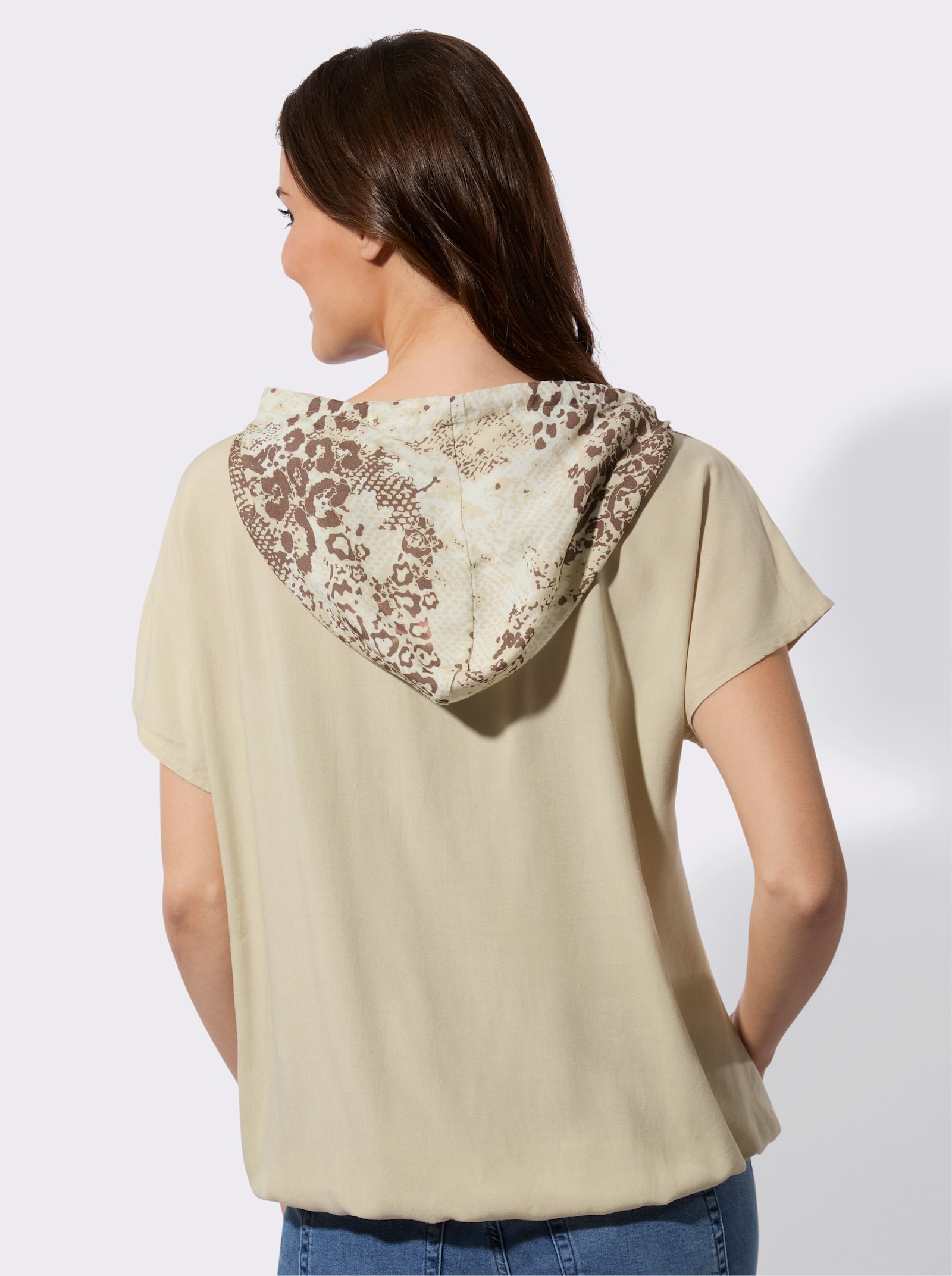 Blusenshirt mit Herz im Animal-Look - sand-dunkeltaupe-bedruckt