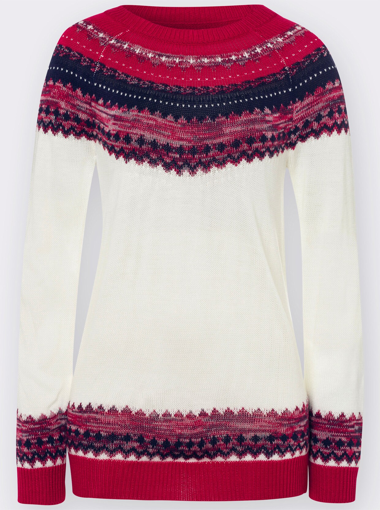 Norwegerpullover - ecru-gemustert