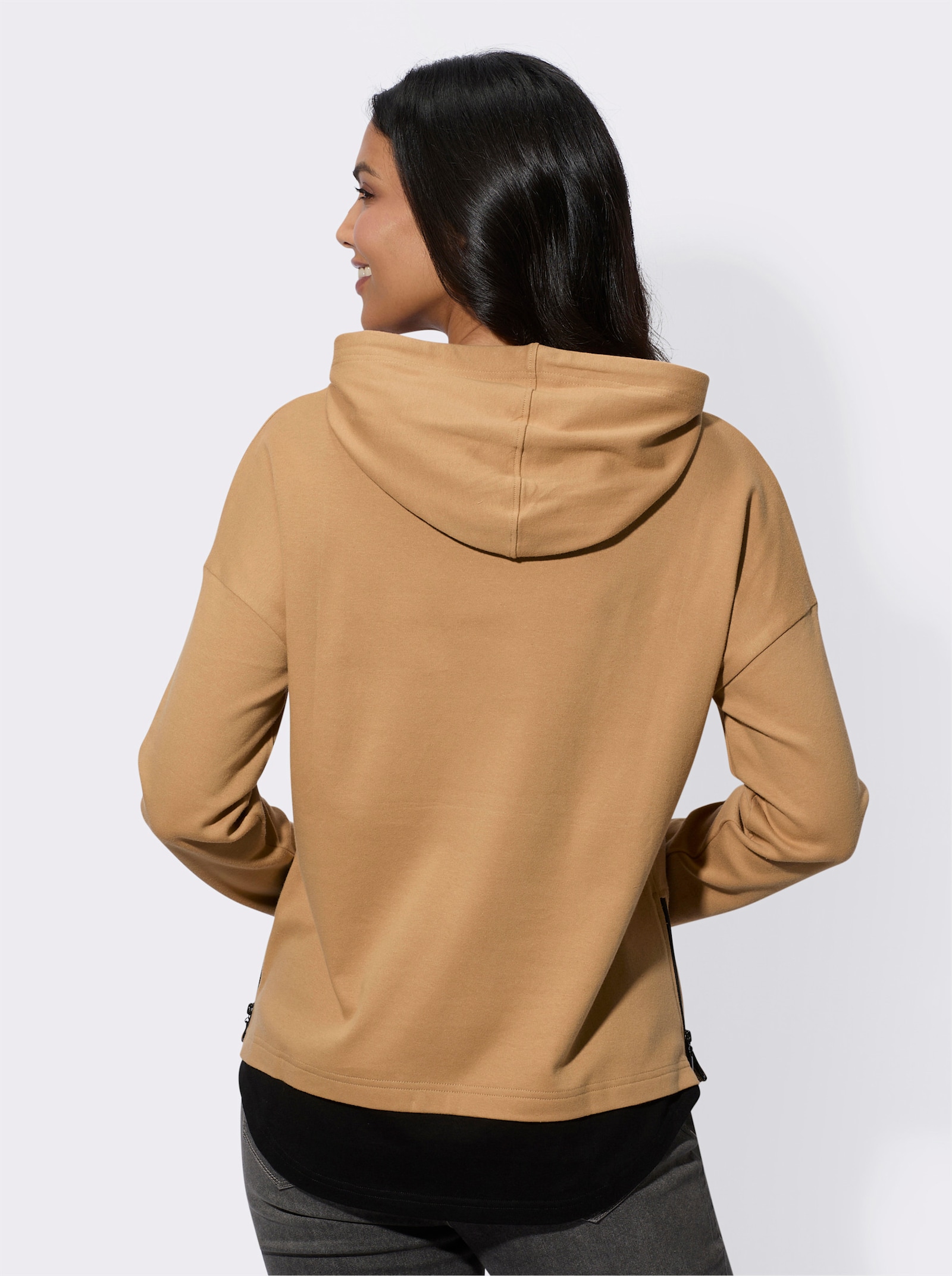 Hoodie in 2-in-1-look - camel