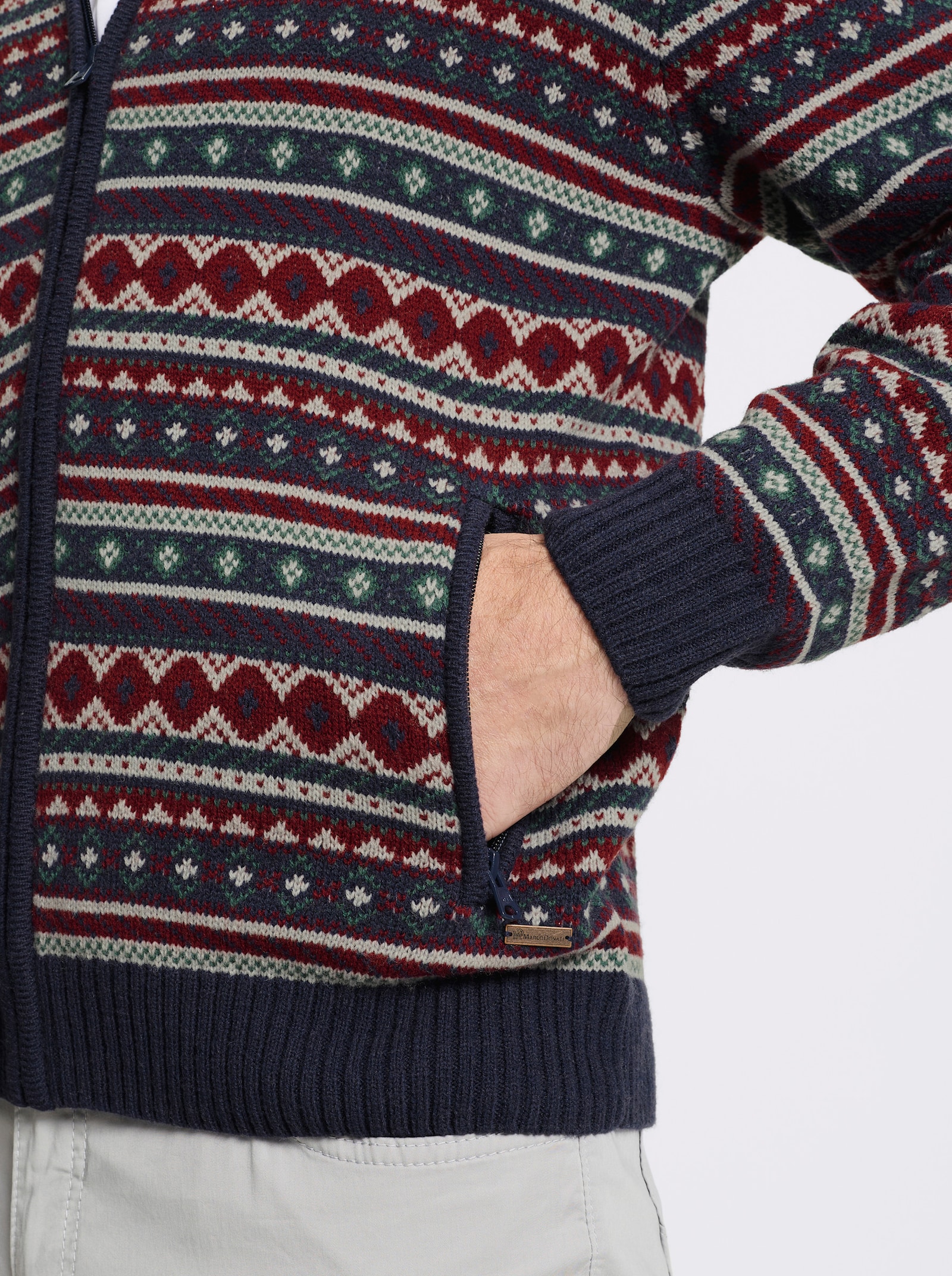 Marco Donati Strickjacke im Jacquardmuster - marine-gemustert