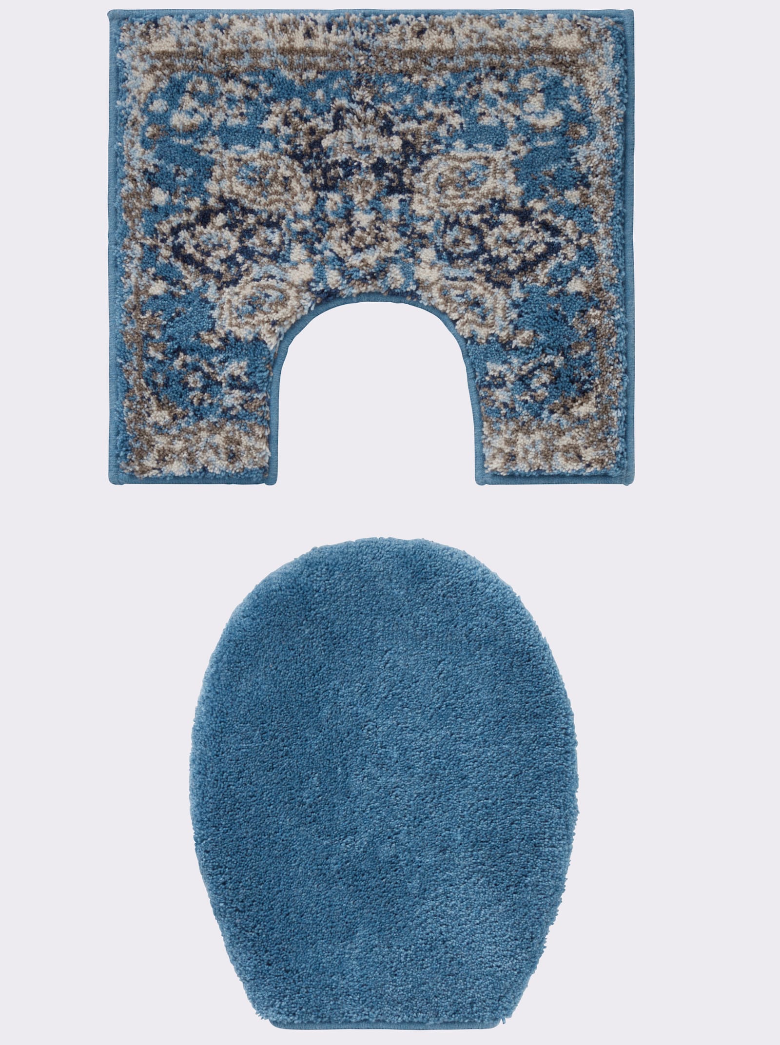 Grund Badematte - blau-gemustert