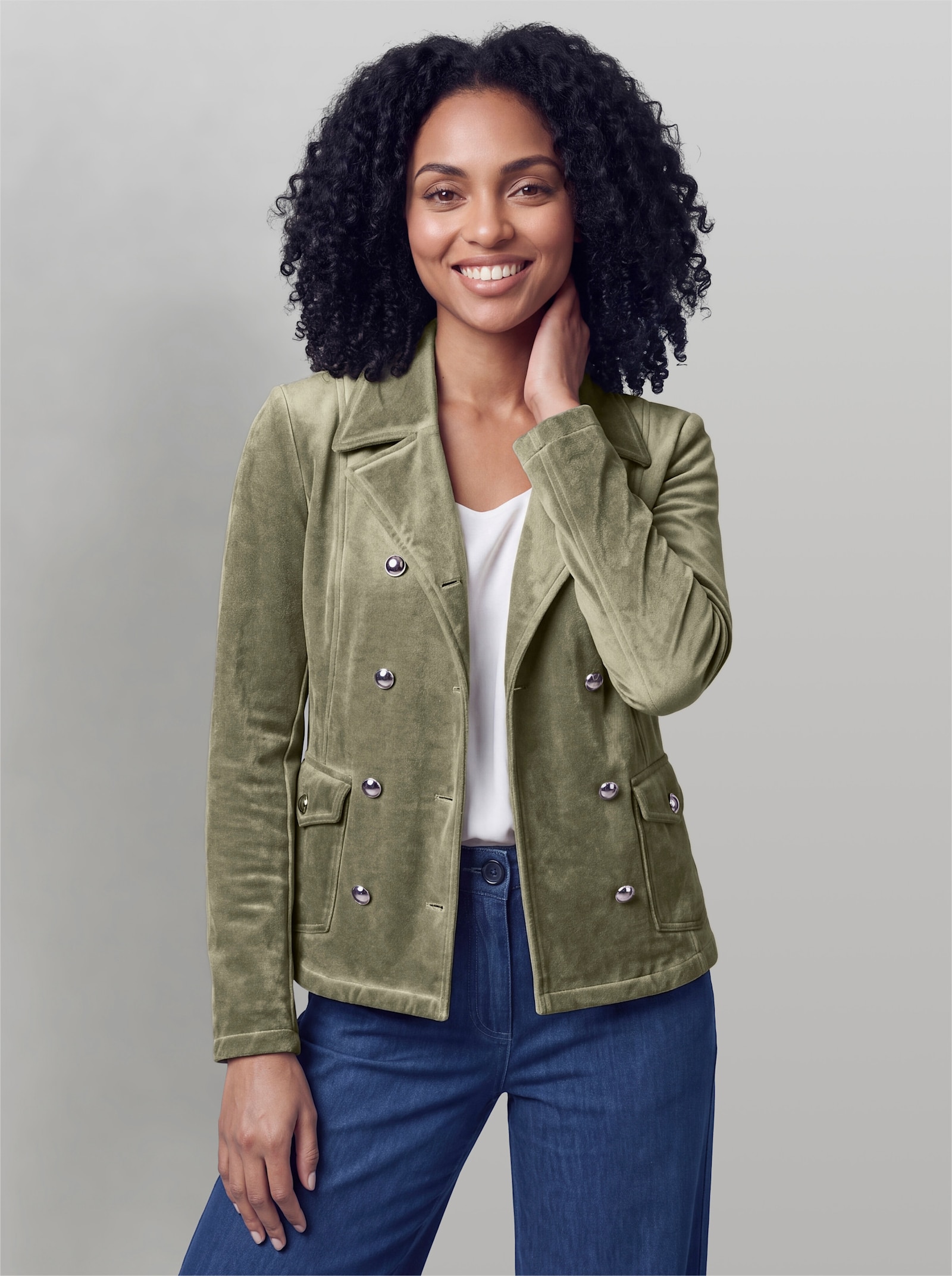heine Sweatblazer mit Oil-dyed-Waschung - khaki