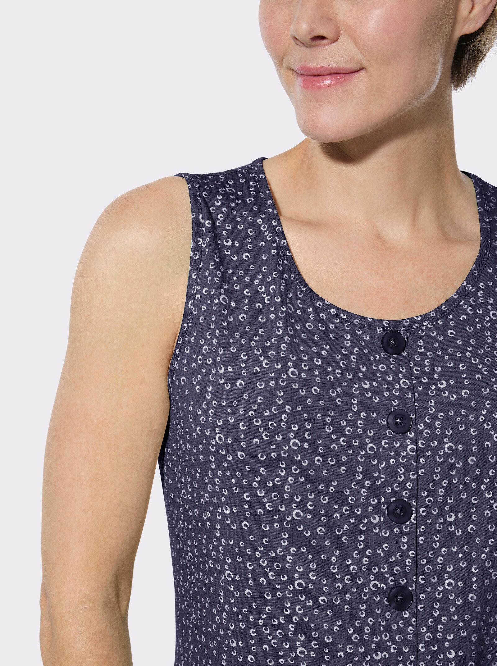 Shirttop im Doppelpack - marine-weiß-getupft + marine