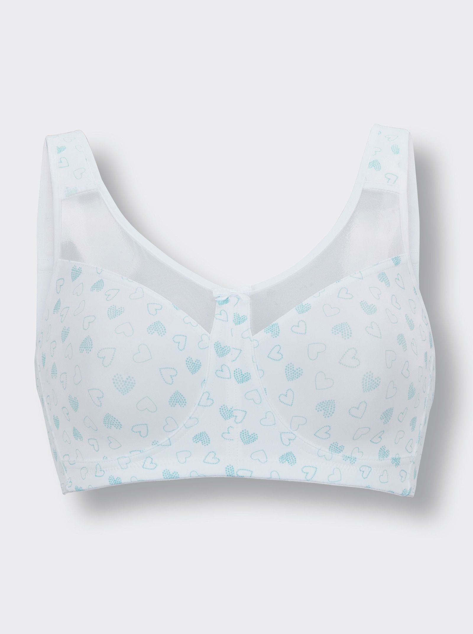 wäschepur Entlastungs-BH ohne Bügel mit Herz-Dessin - weiß-mint