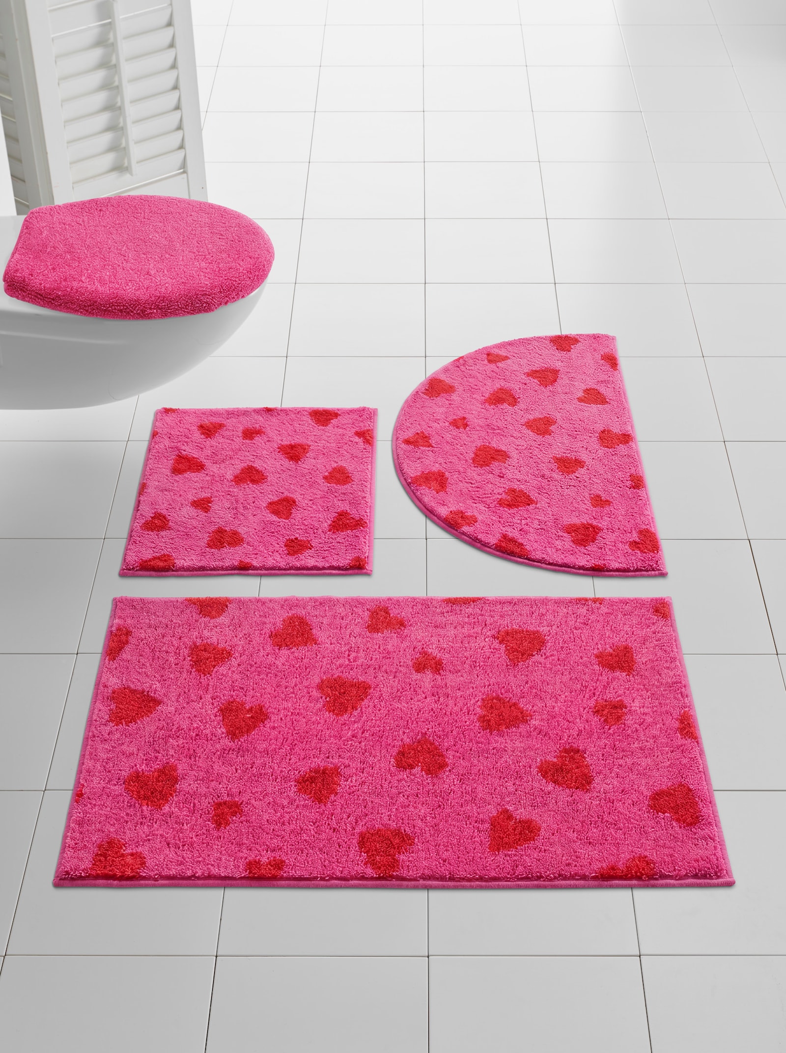 Grund Badematte - pink-rot-gemustert