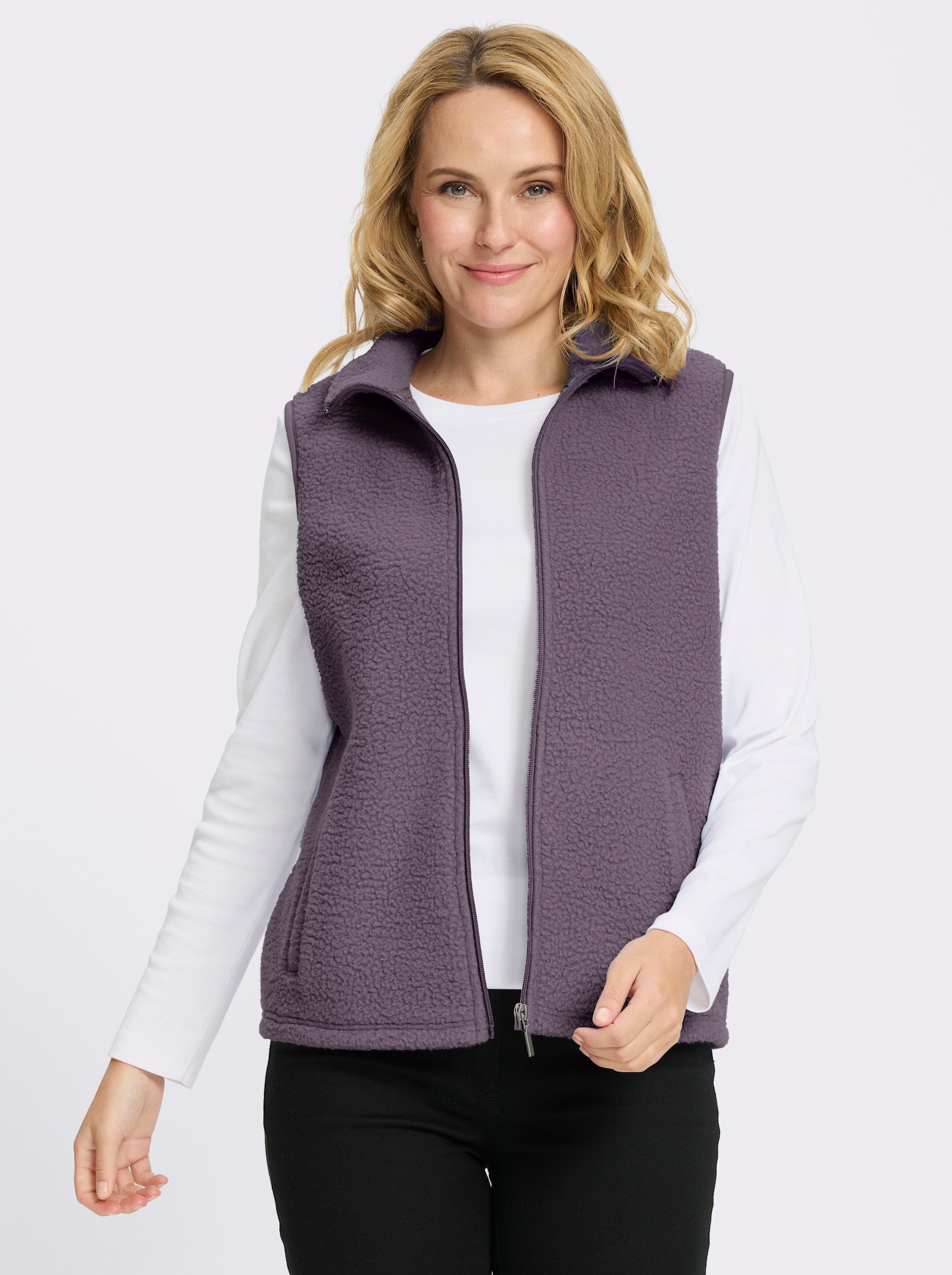 Fleeceweste mit Stehkragen - feige