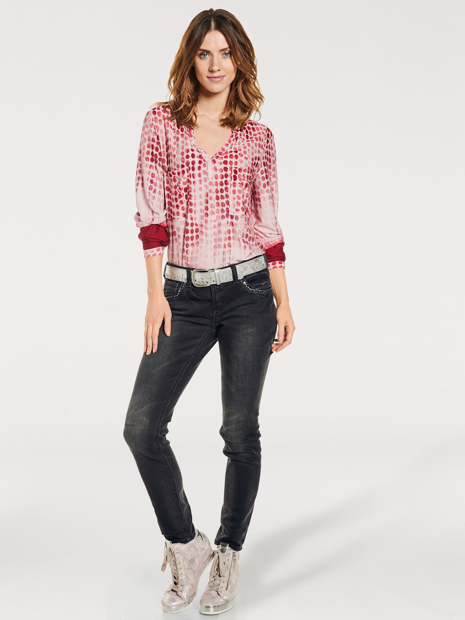 heine Skinny jeans met borduursel - black stone