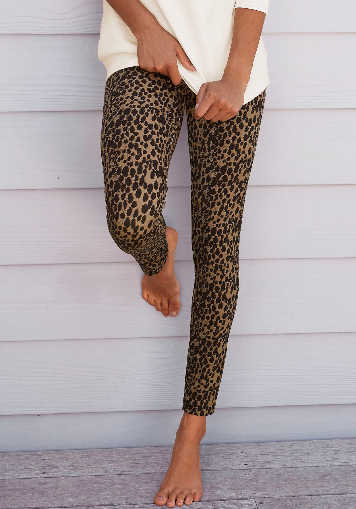 Buffalo Legging - camelkleurig/zwart/luipaard