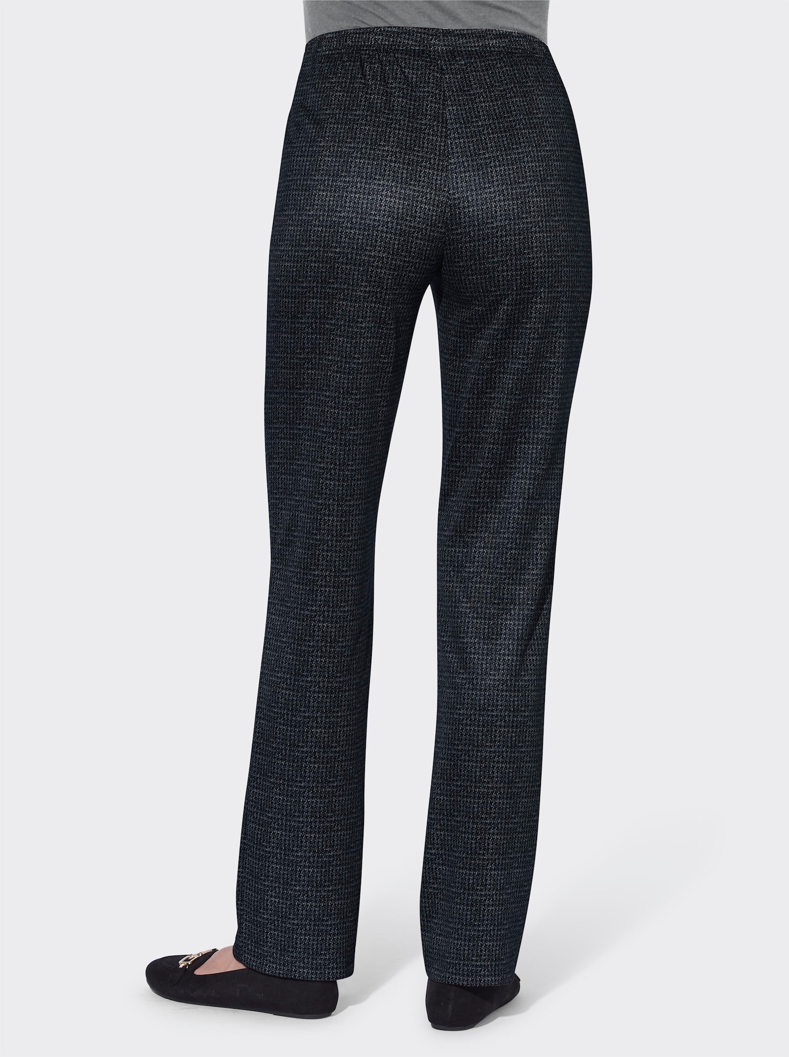 Schlupfhose im Muster-Dessin, innen angeraut - rauchblau-gemustert