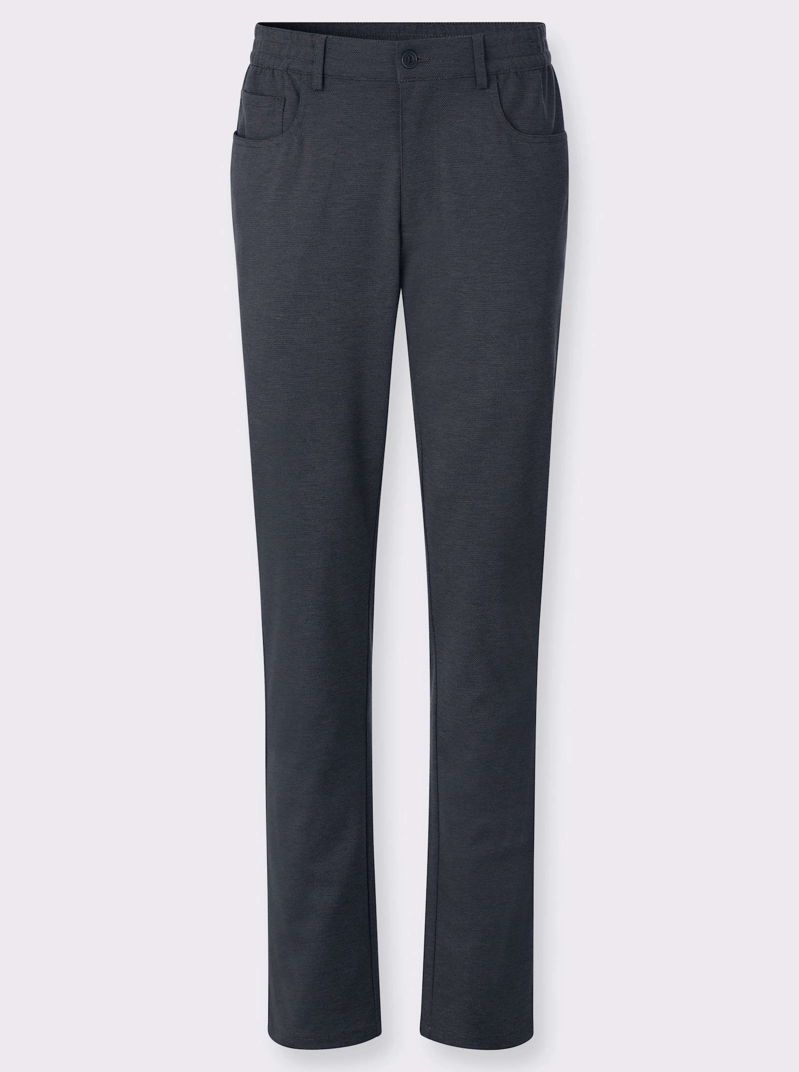 5-Pocket-Hose mit Rundum-Dehnbund - marine-meliert