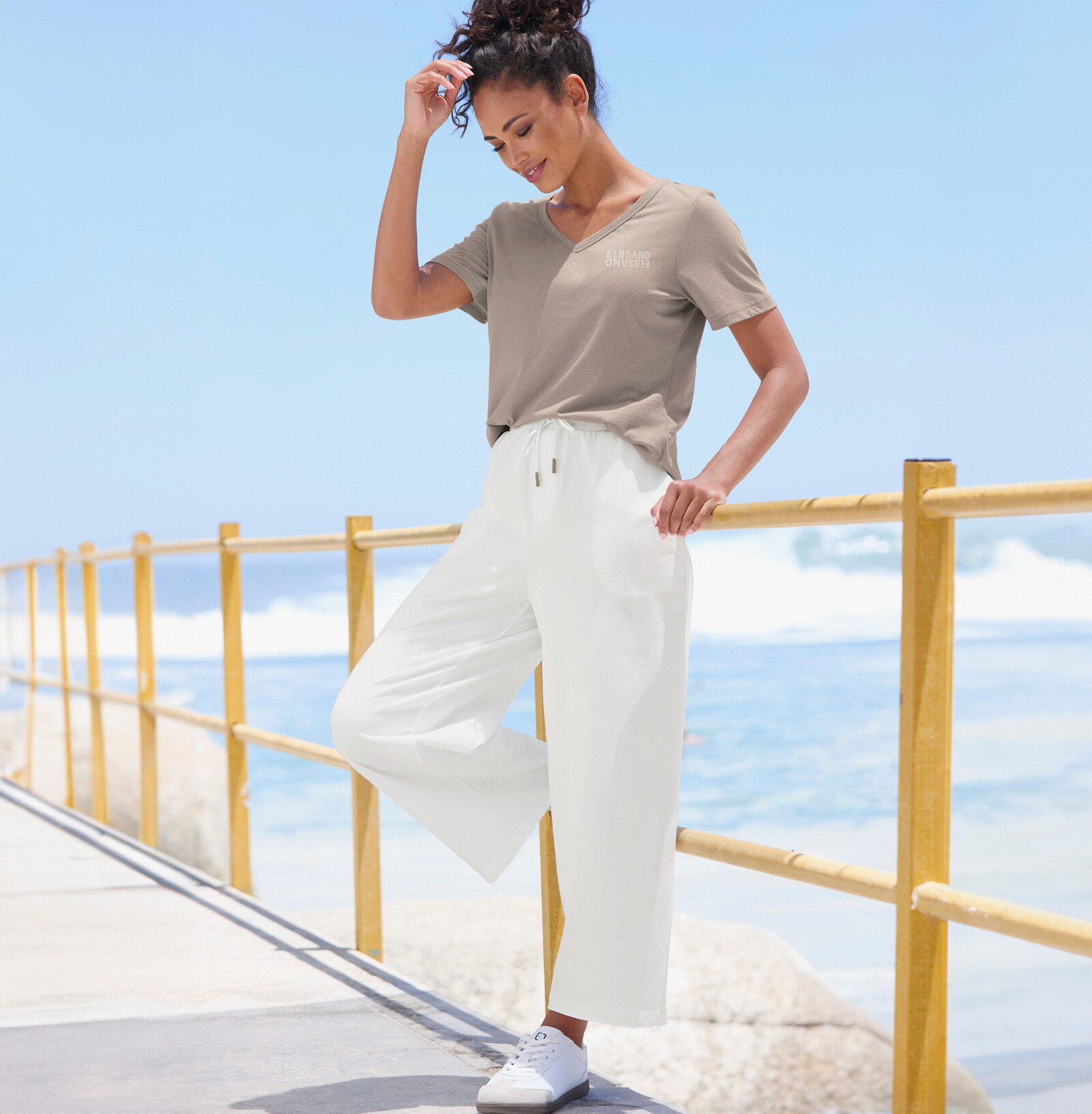 Elbsand T-shirt en V - taupe