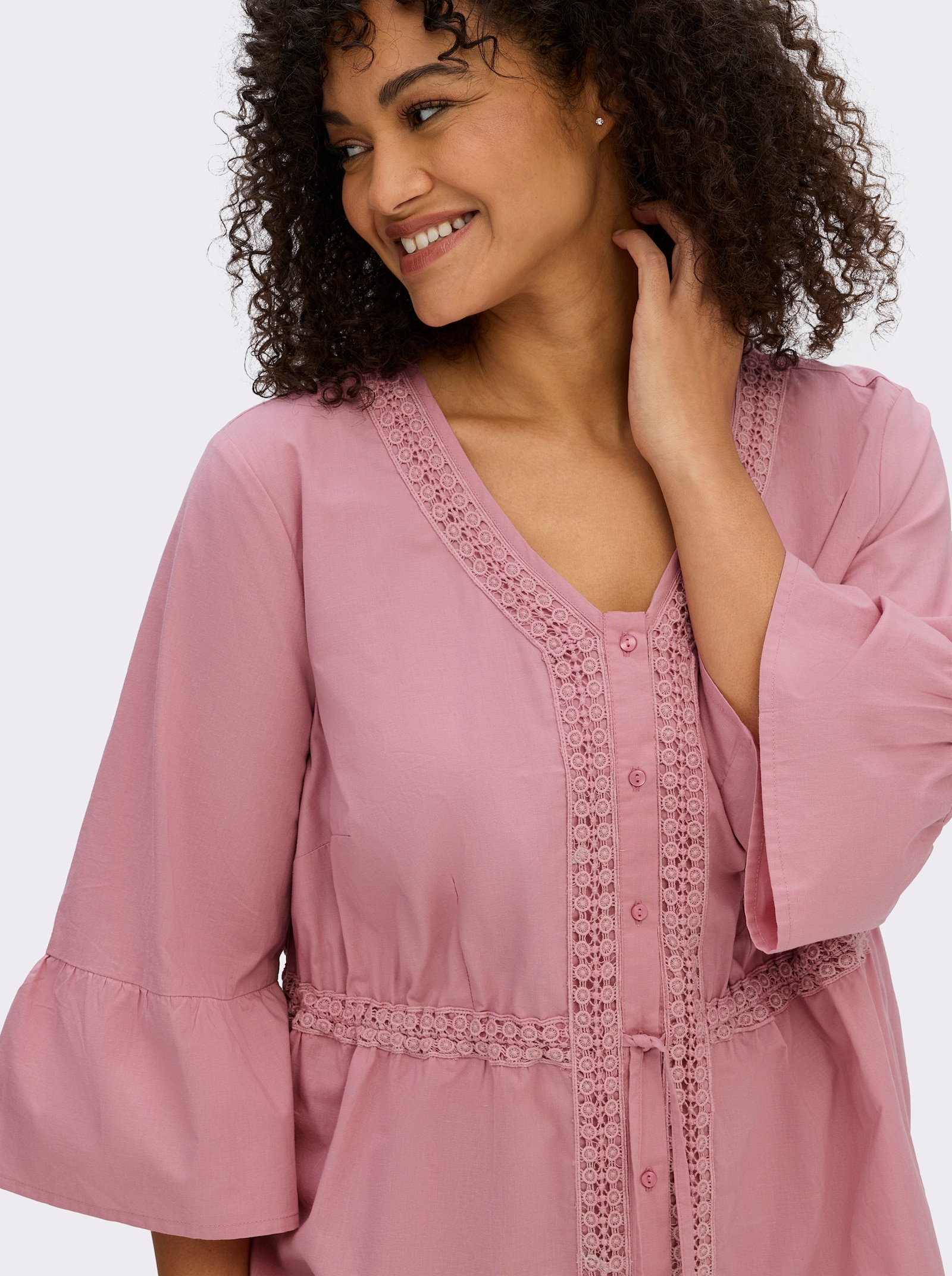 sheego Tunika mit Bindebändern - altrosa