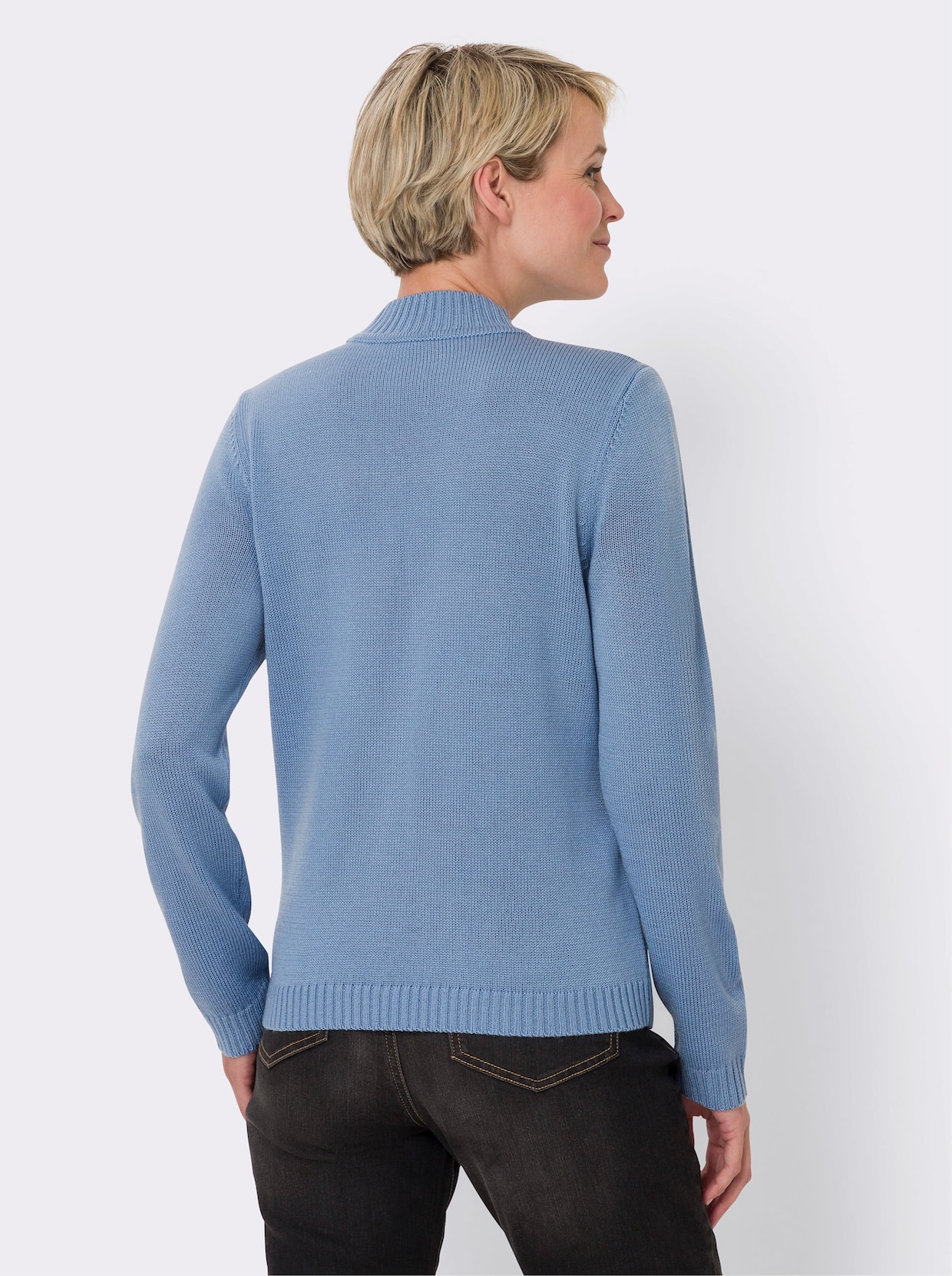 Stehkragenpullover - bleu-ecru