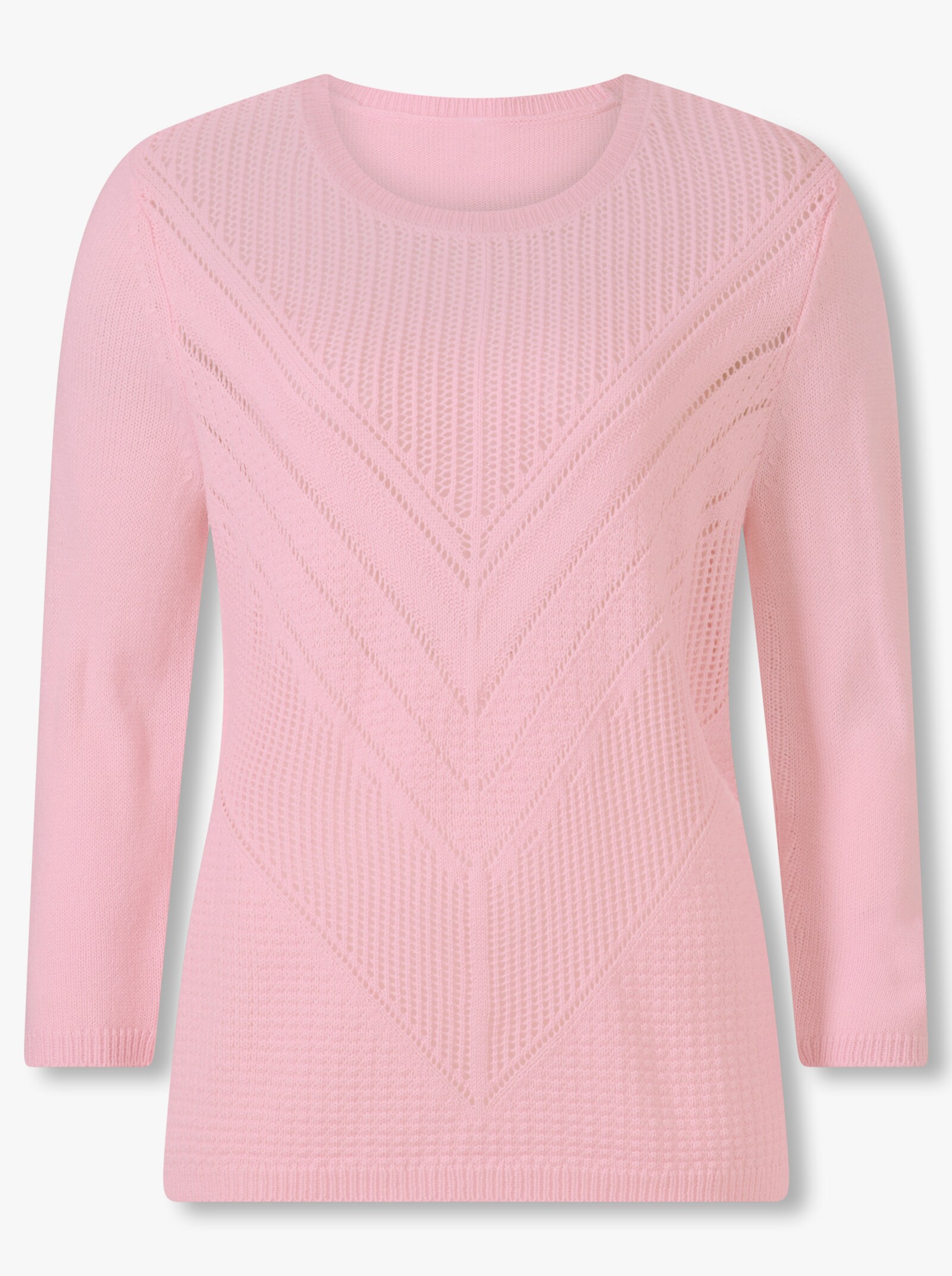 Ajourpullover mit 3/4-Ärmeln - hellrosé
