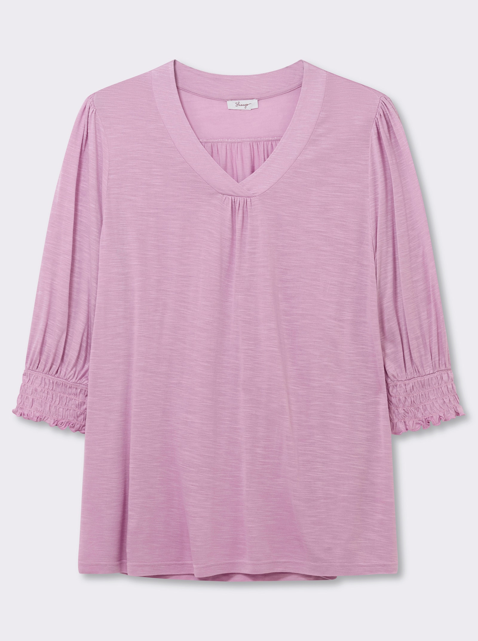 sheego 3/4-Arm-Shirt in A-Linie, mit Ballonärmeln - orchidee