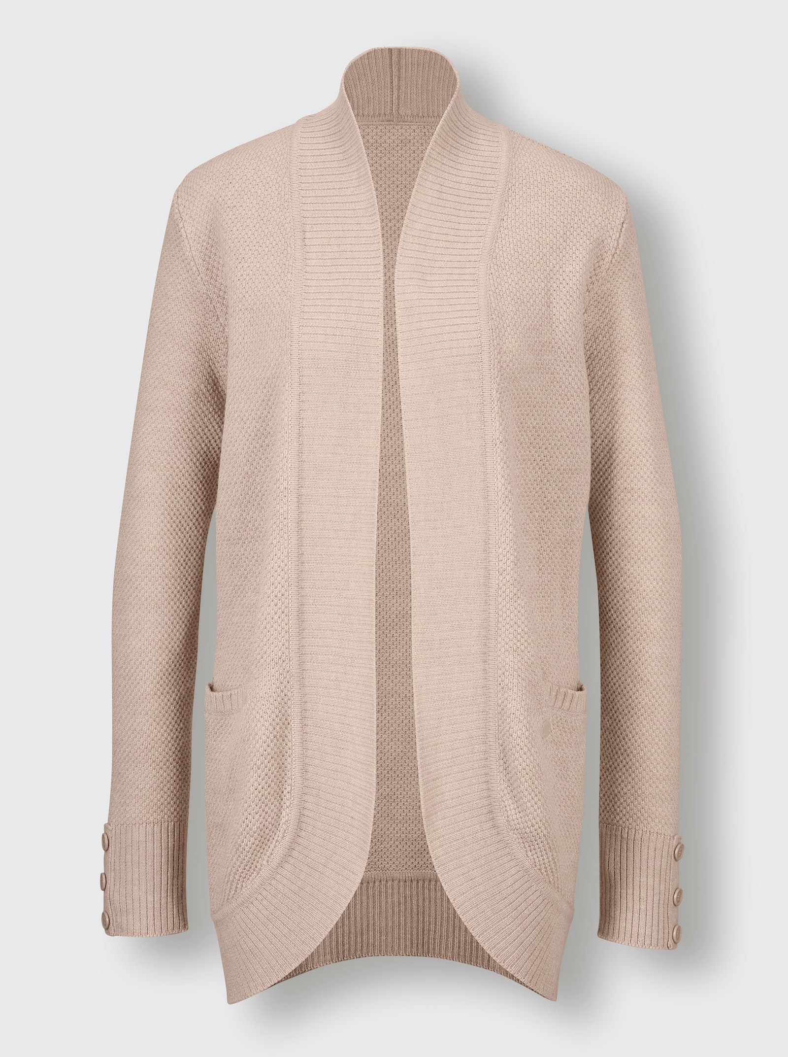 CREATION L PREMIUM Longstrickjacke verschlusslose Form - elfenbein-ecru-meliert