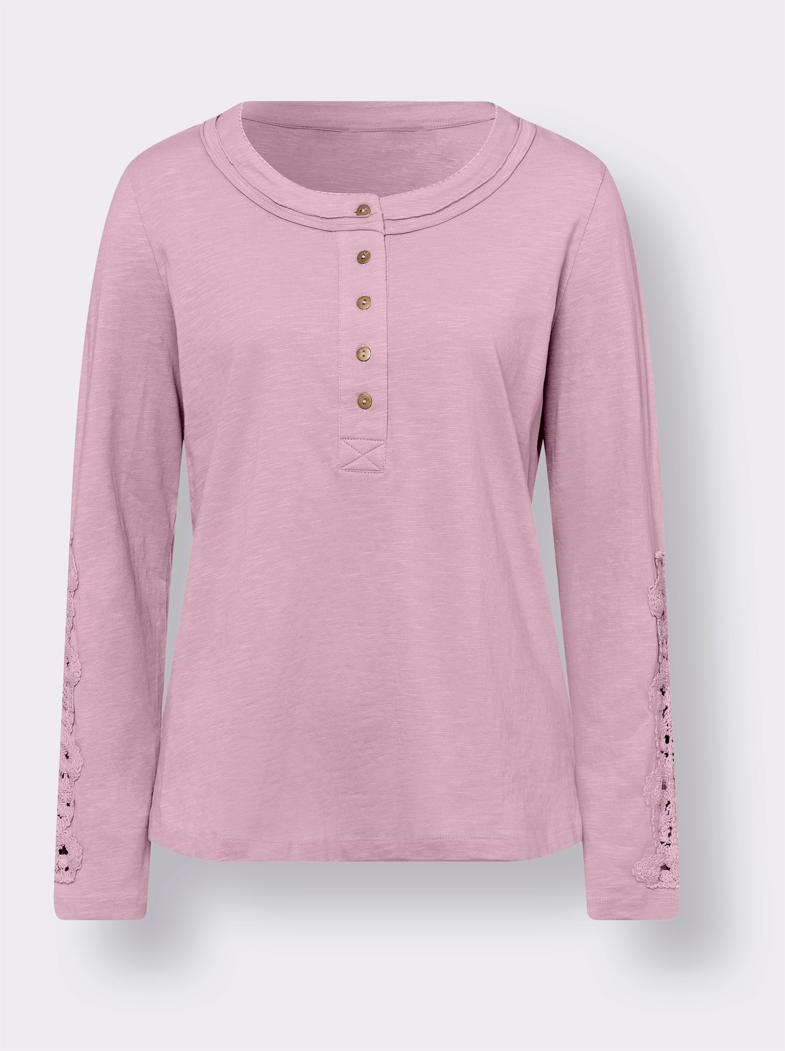 heine Langarmshirt mit Spitze - rosé