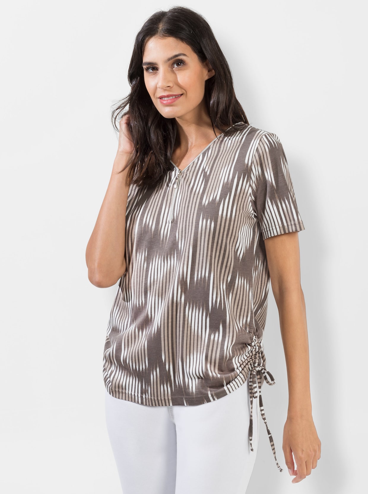 Print-Shirt - dunkeltaupe-sesam-bedruckt