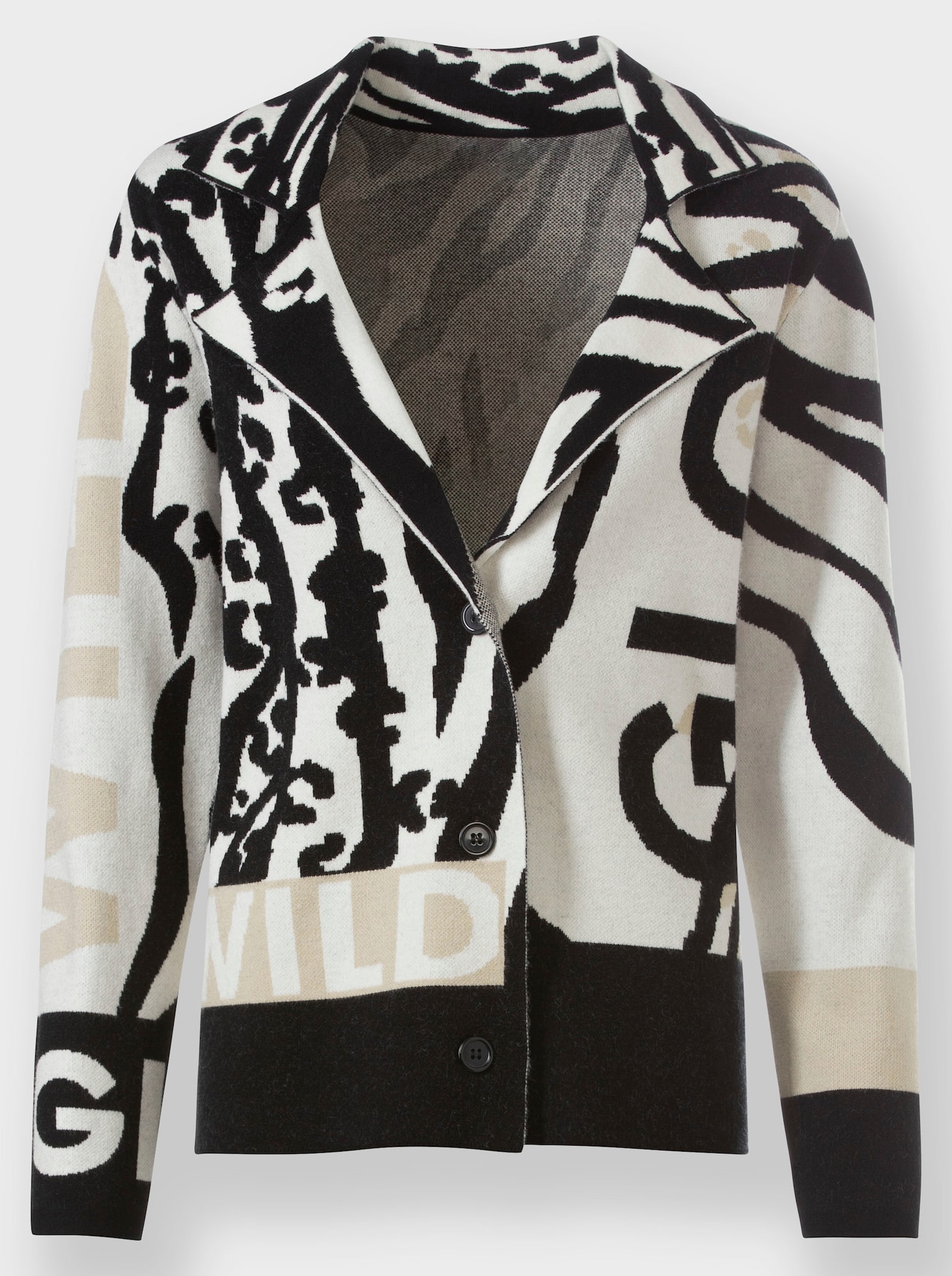 heine Vest van jacquard in dierenletterdessin - zwart/champagne gedessineerd