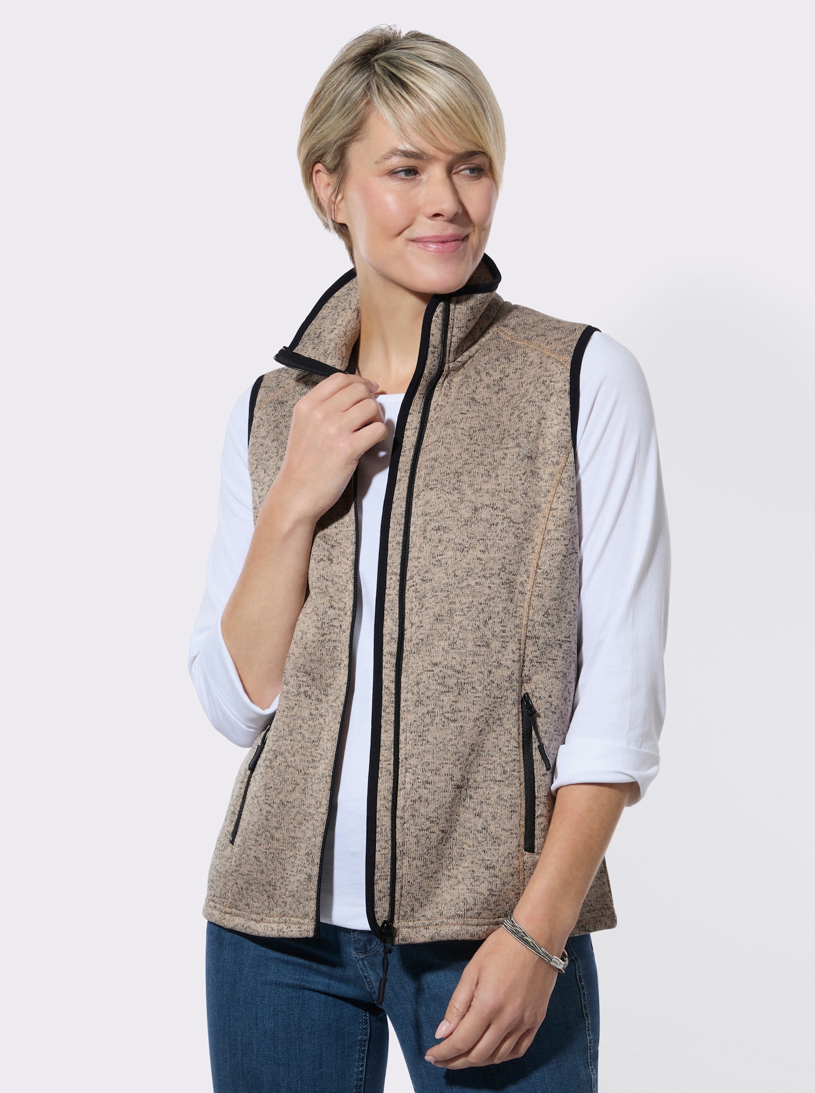 Fleeceweste mit Antipilling-Ausrüstung - beige-meliert