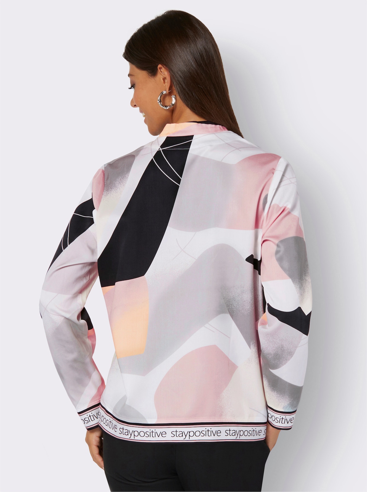 Druckbluse - weiß-puder-bedruckt