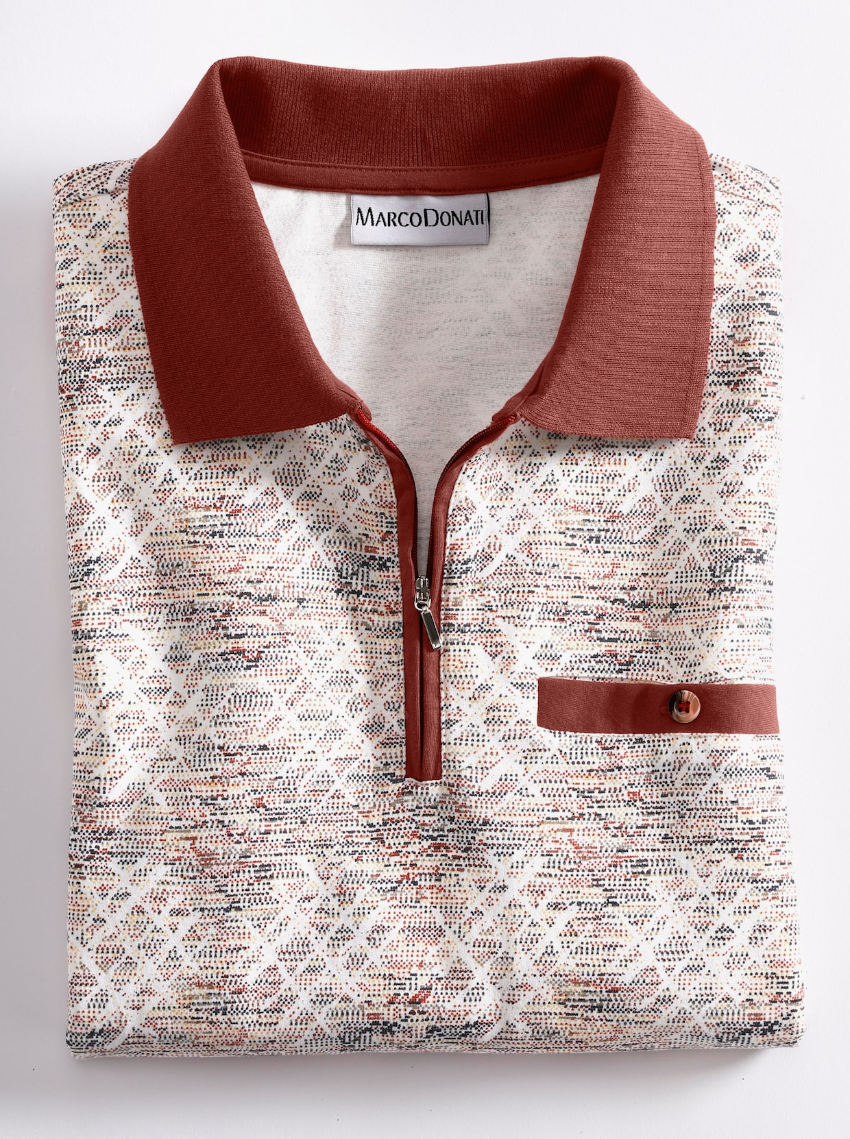 Marco Donati Poloshirt met korte mouwen - terra geprint