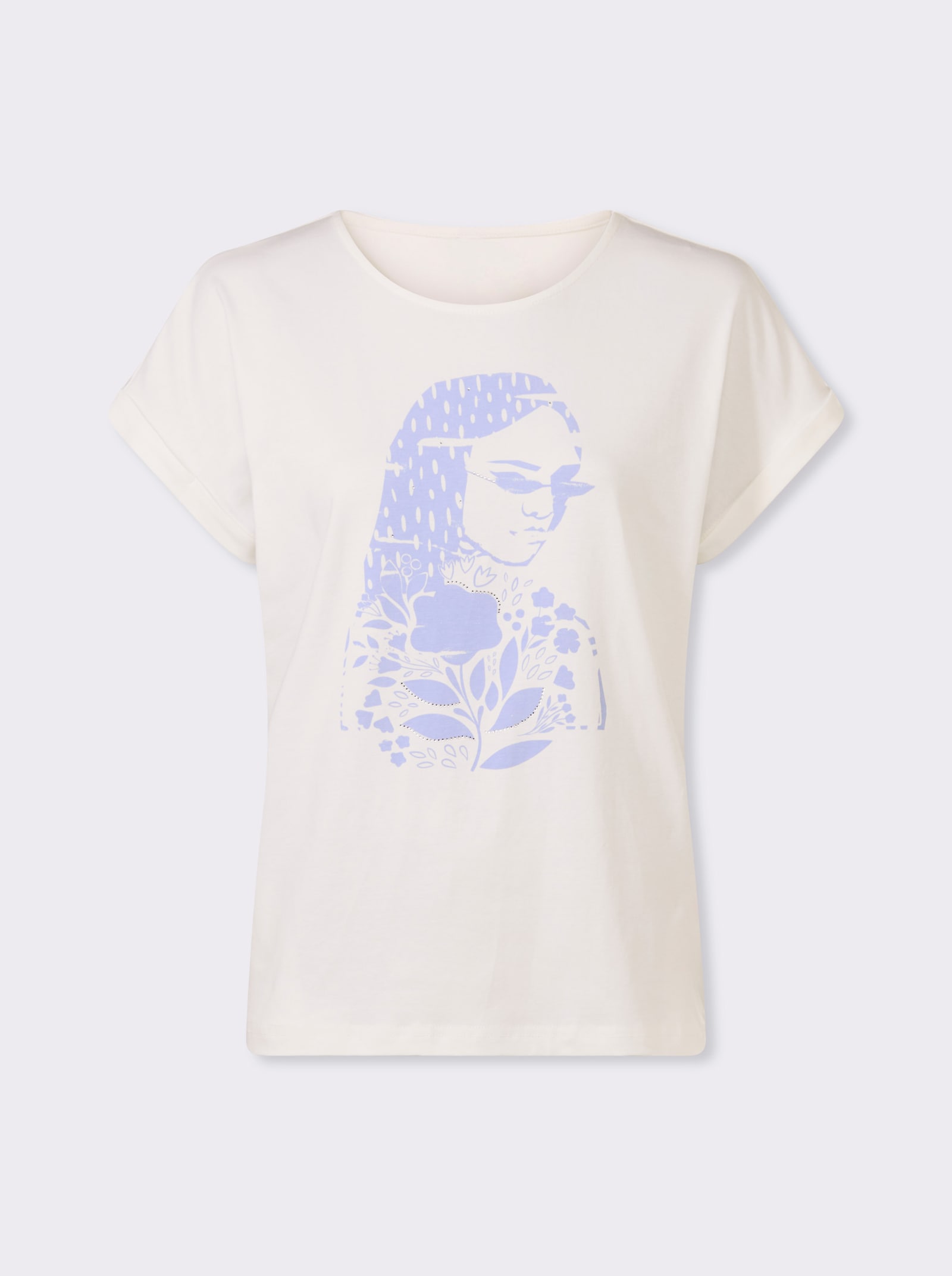 heine Shirt mit Glitzersteinchen - ecru