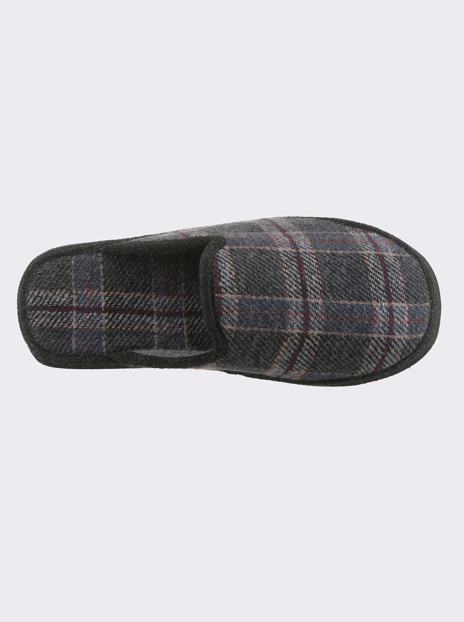 Pantoffel ungefüttert und leicht - grau-kariert