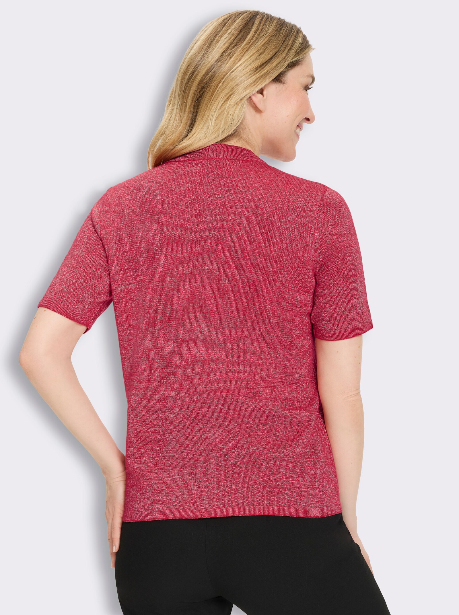 Kurzarmpullover in 2-in-1-Optik - erdbeere