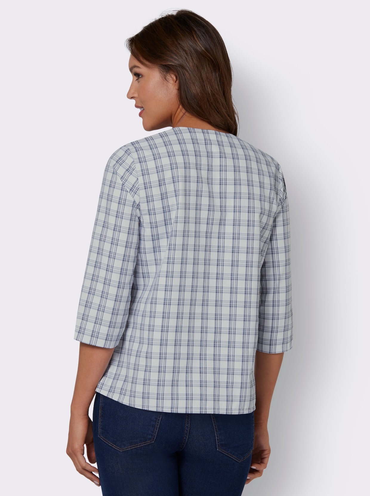 Comfortabele blouse - ecru geruit