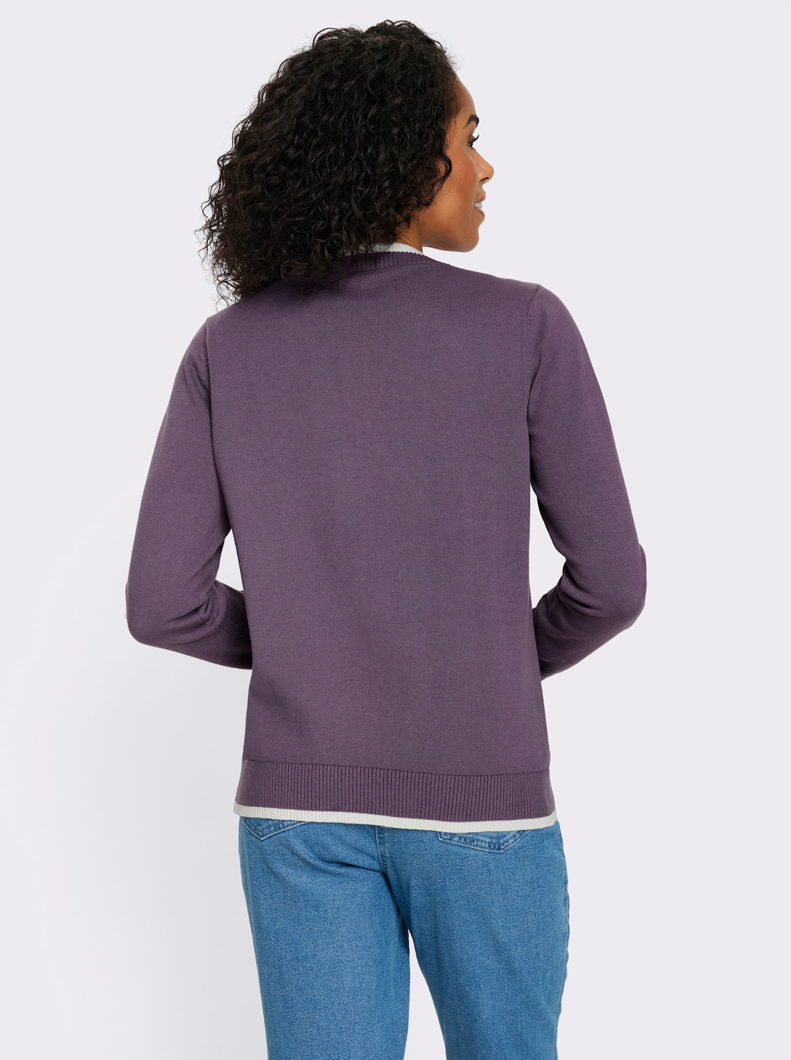 Langarm-Pullover in Baumwoll-Qualität - feige-ecru