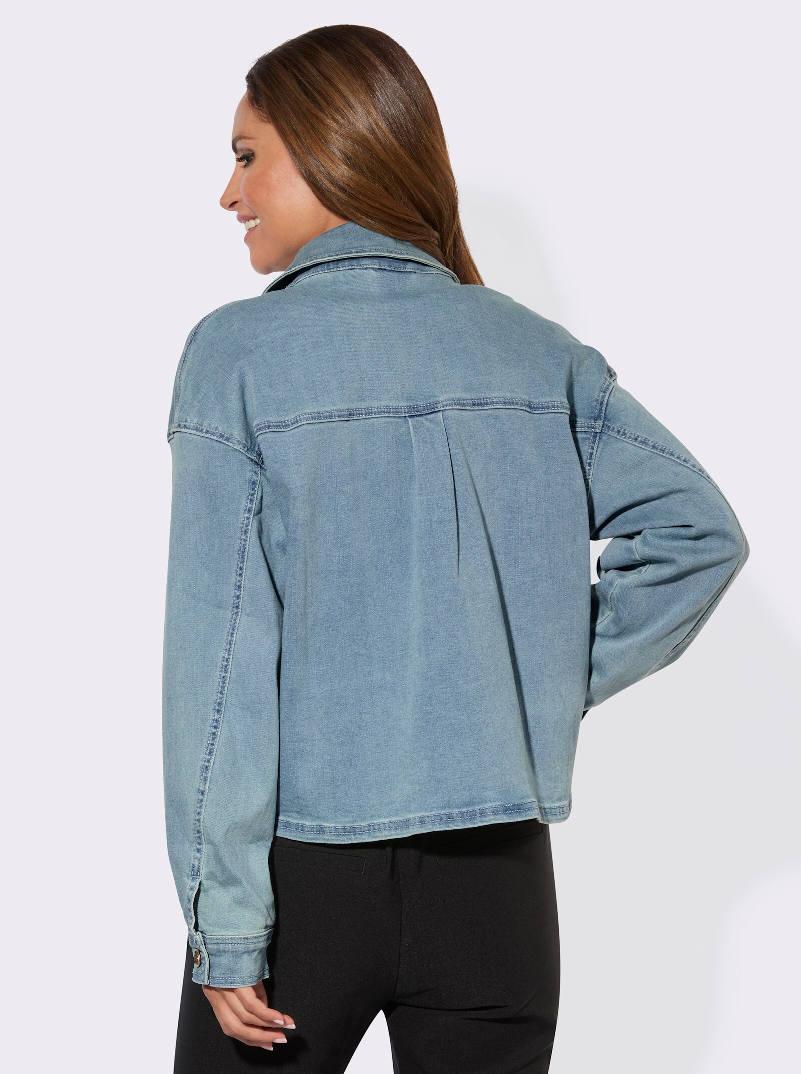 Jeansbluse mit Falte hinten - blue-bleached