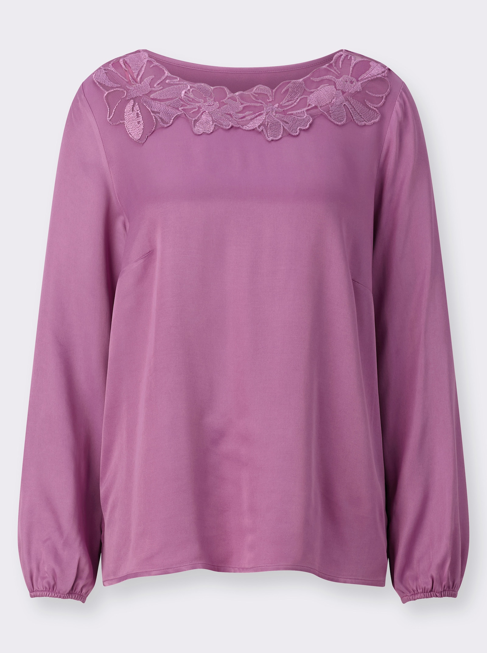 Comfortblouse met kantinzet - violet