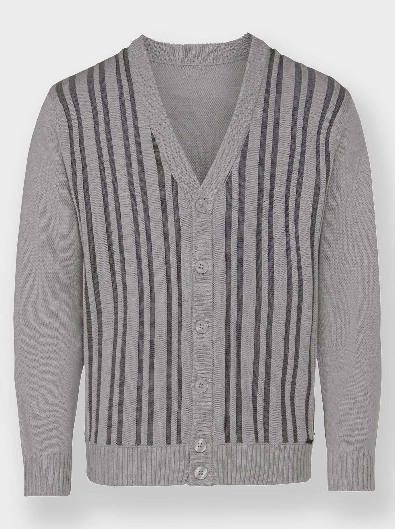 Marco Donati Strickjacke mit zweifarbigem Strukturmuster vorne - steingrau-anthrazit-gemustert