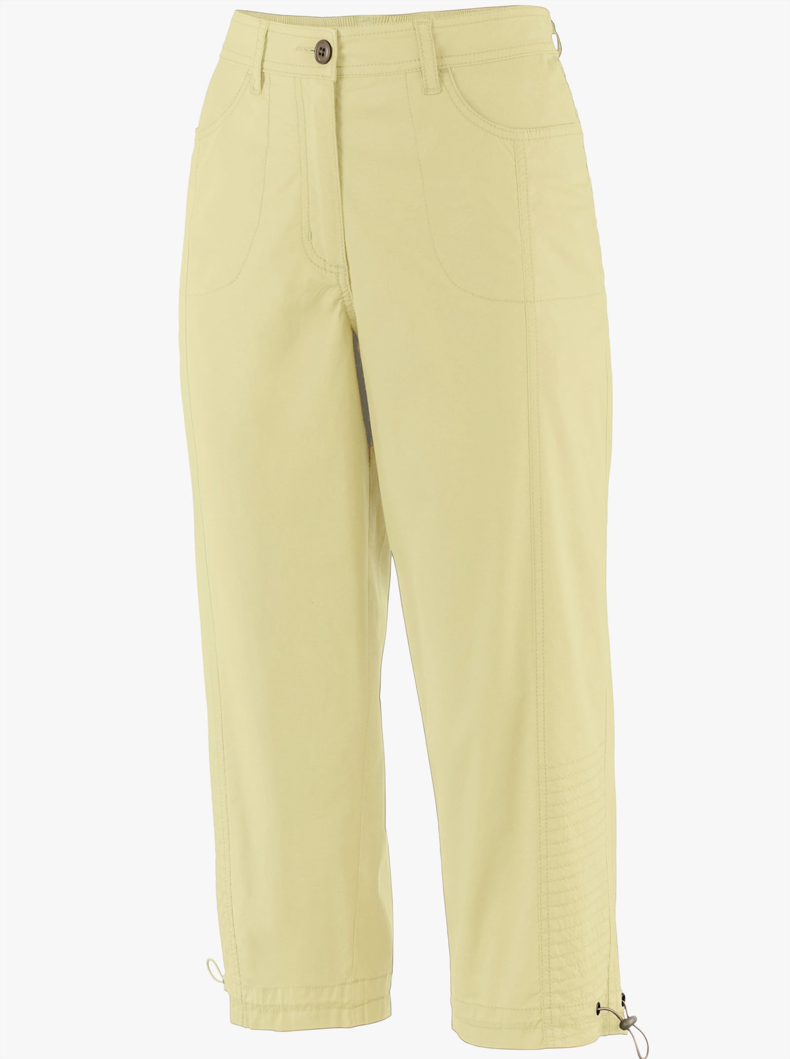 Capri nohavice s gumičkou na dolných zakončeniach - žltá
