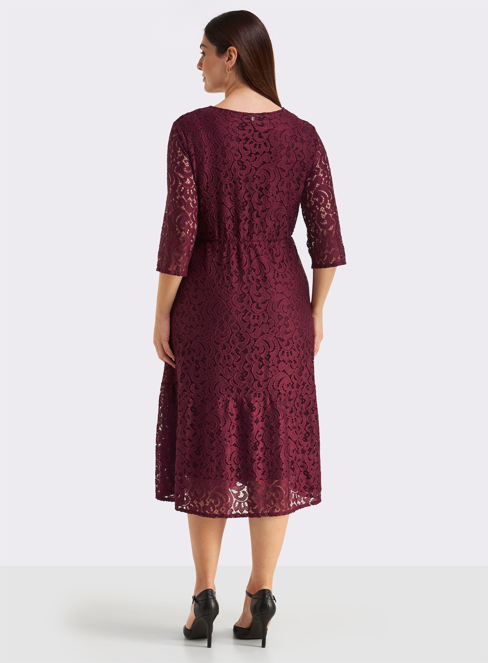 sheego Spitzenkleid mit blickdichtem Futter - burgund