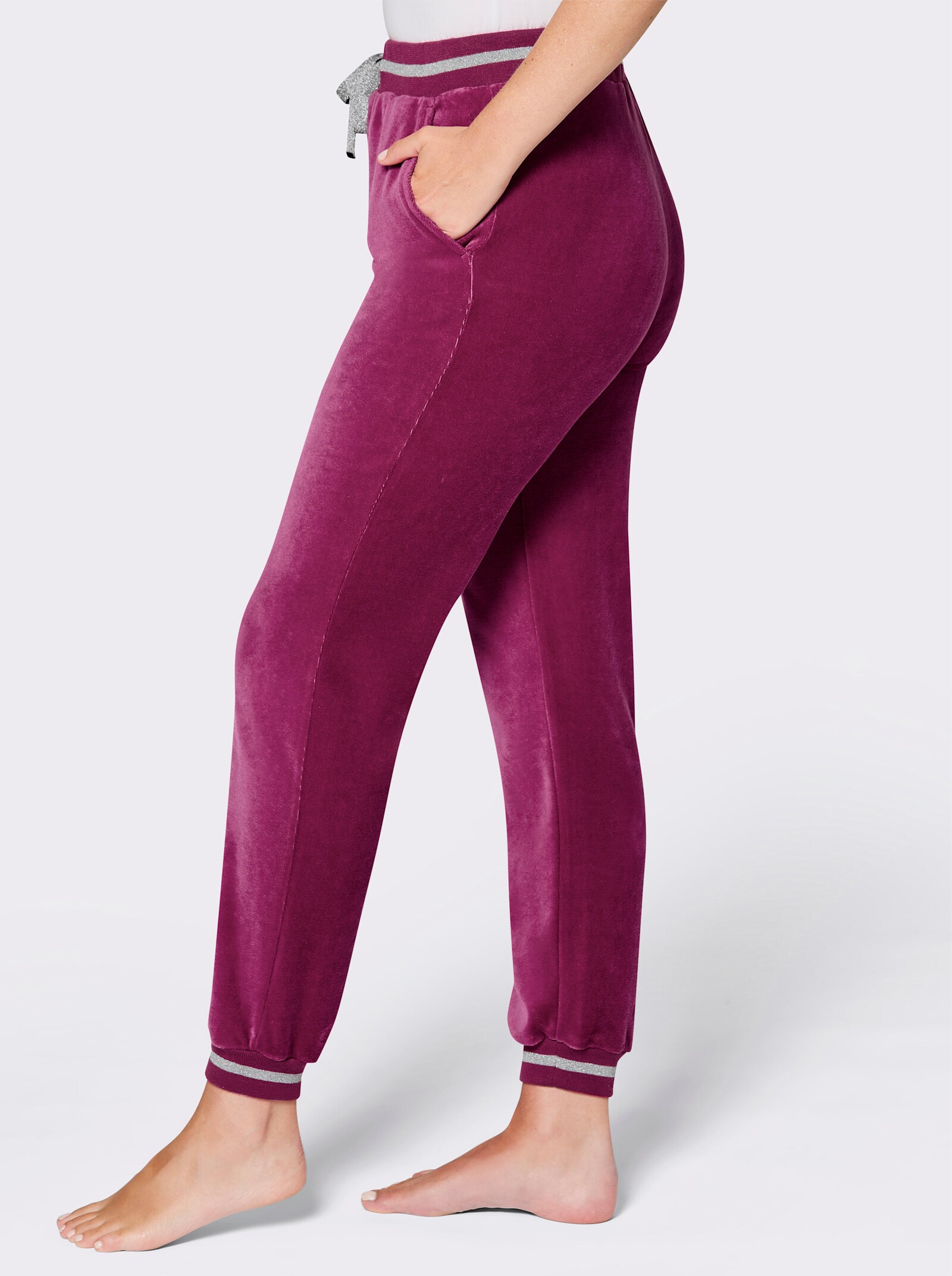 feel good Nickihose mit Glitzerbündchen - malve